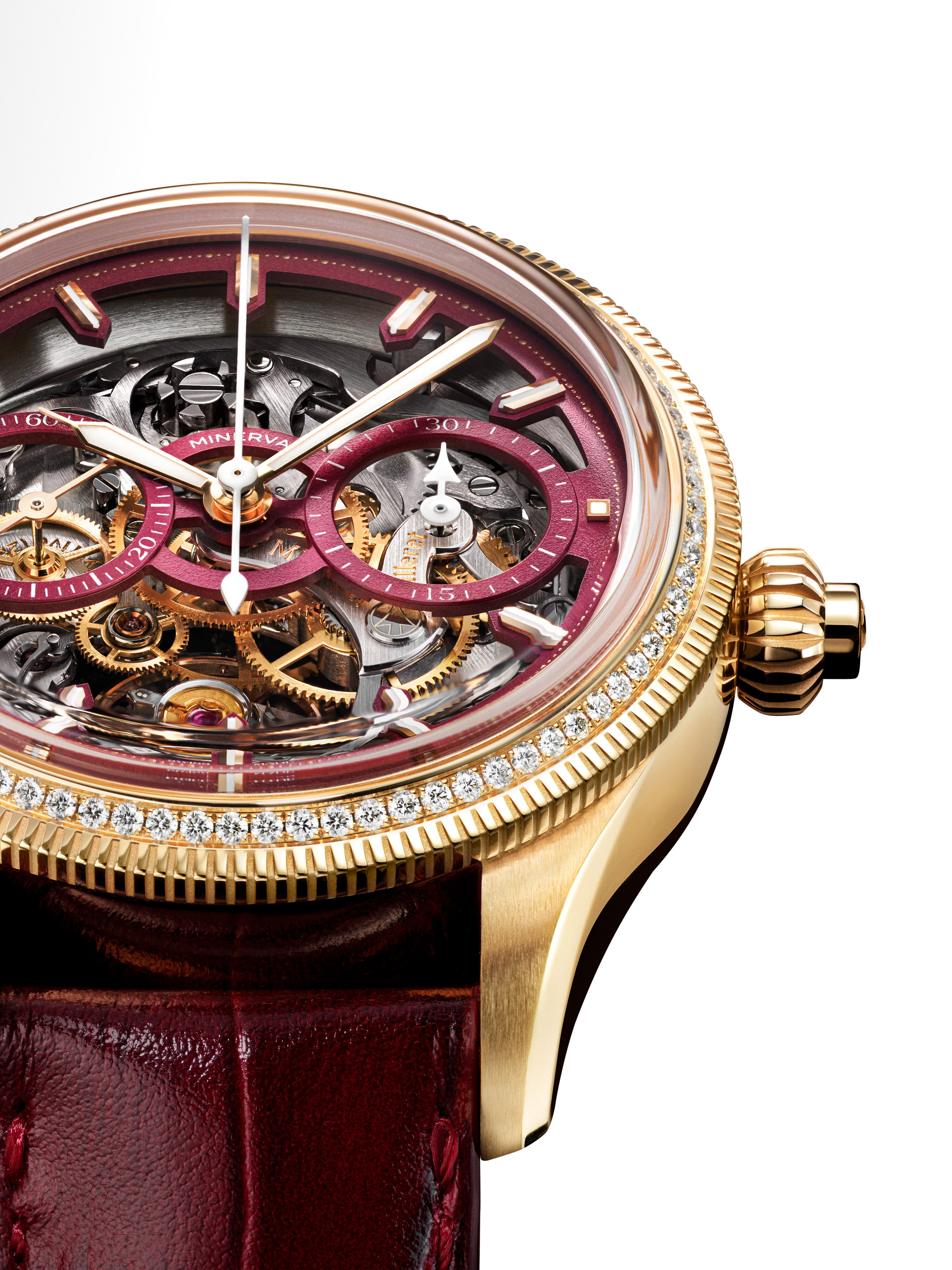  Montblanc - Minerva The Unveiled Secret Limited Edition - 18 Exemplare - Weinfarben - Roségold - Mb136384 - Uhr 