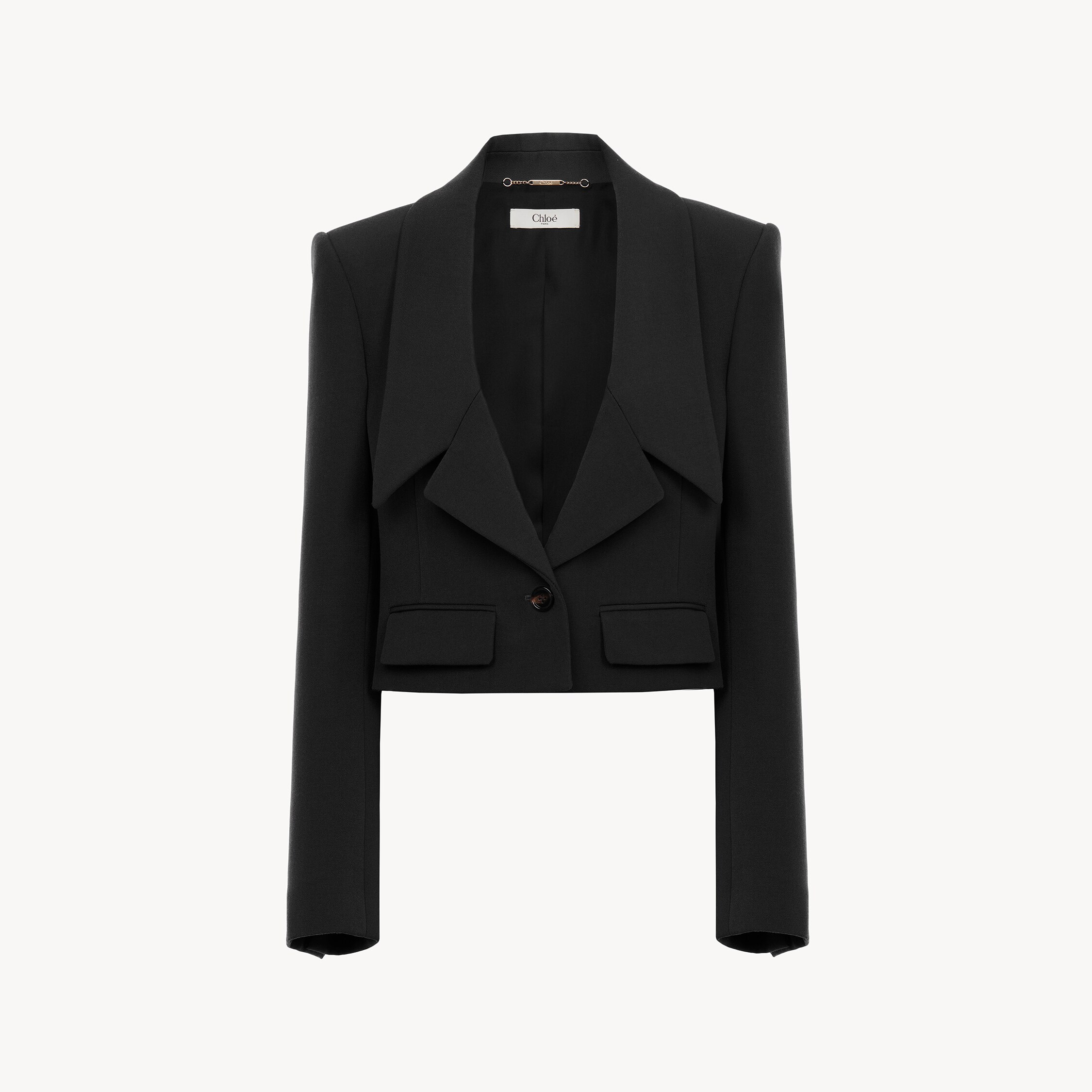 Chloé Heritage Tailored Jacket In Wool Gabardine In Black