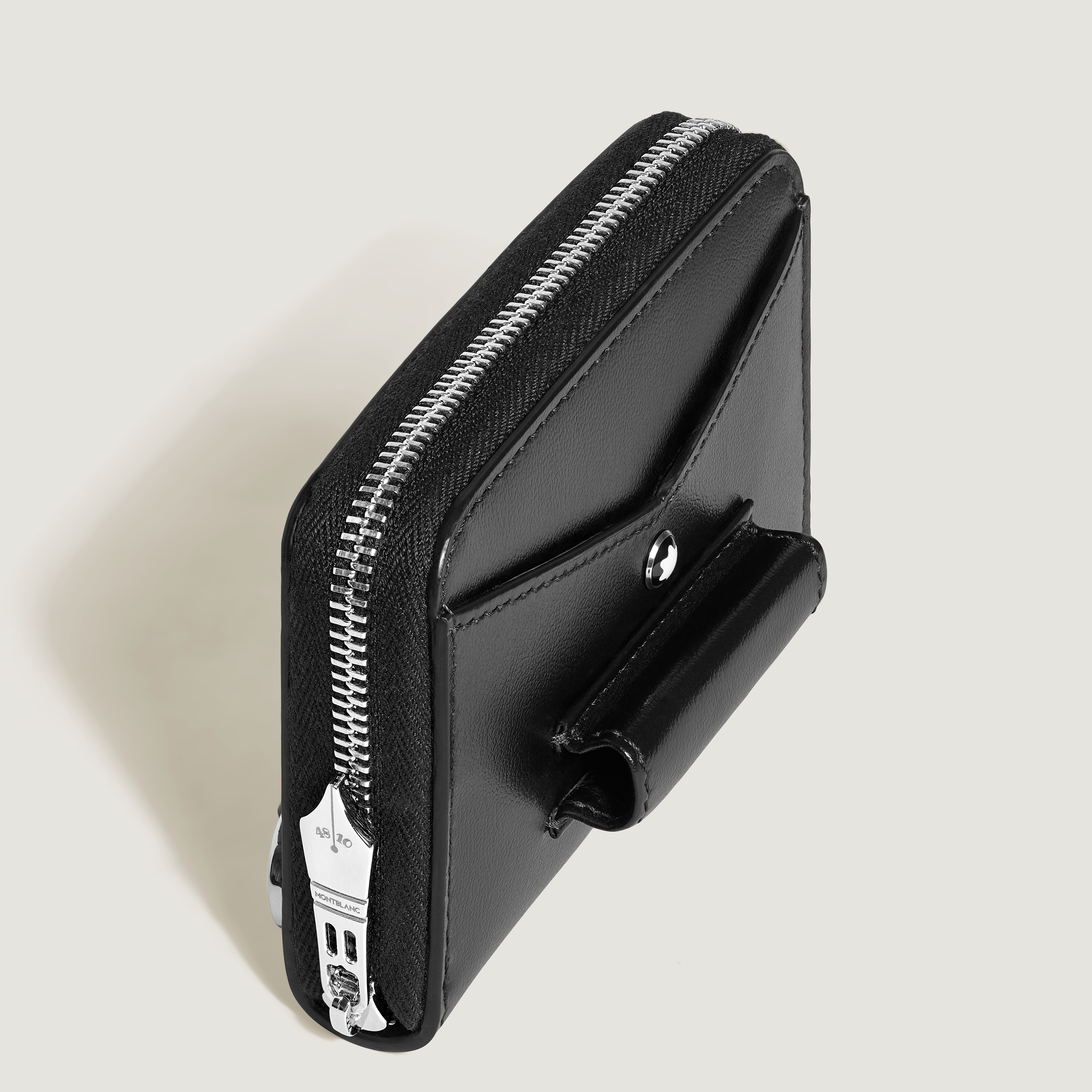  Montblanc - Mini-brieftasche 2cc Mit Reißverschluss Und Schreibgerätehalterung Aus Meisterstück Leder - Schwarz - Leder - Mb221298 - Brieftaschen 