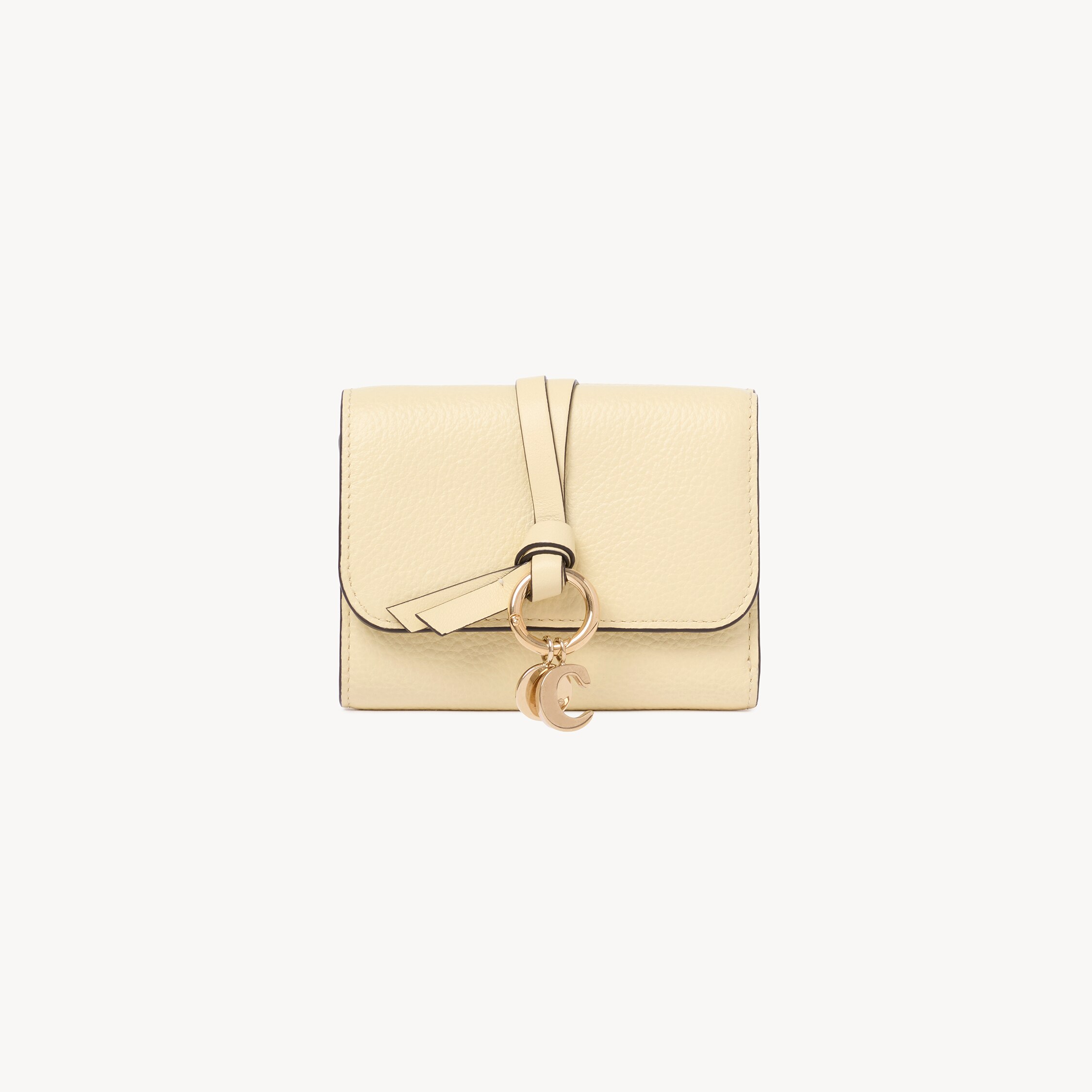 Chloé Small Alphabet Tri-fold In Grained Leather In Yellow