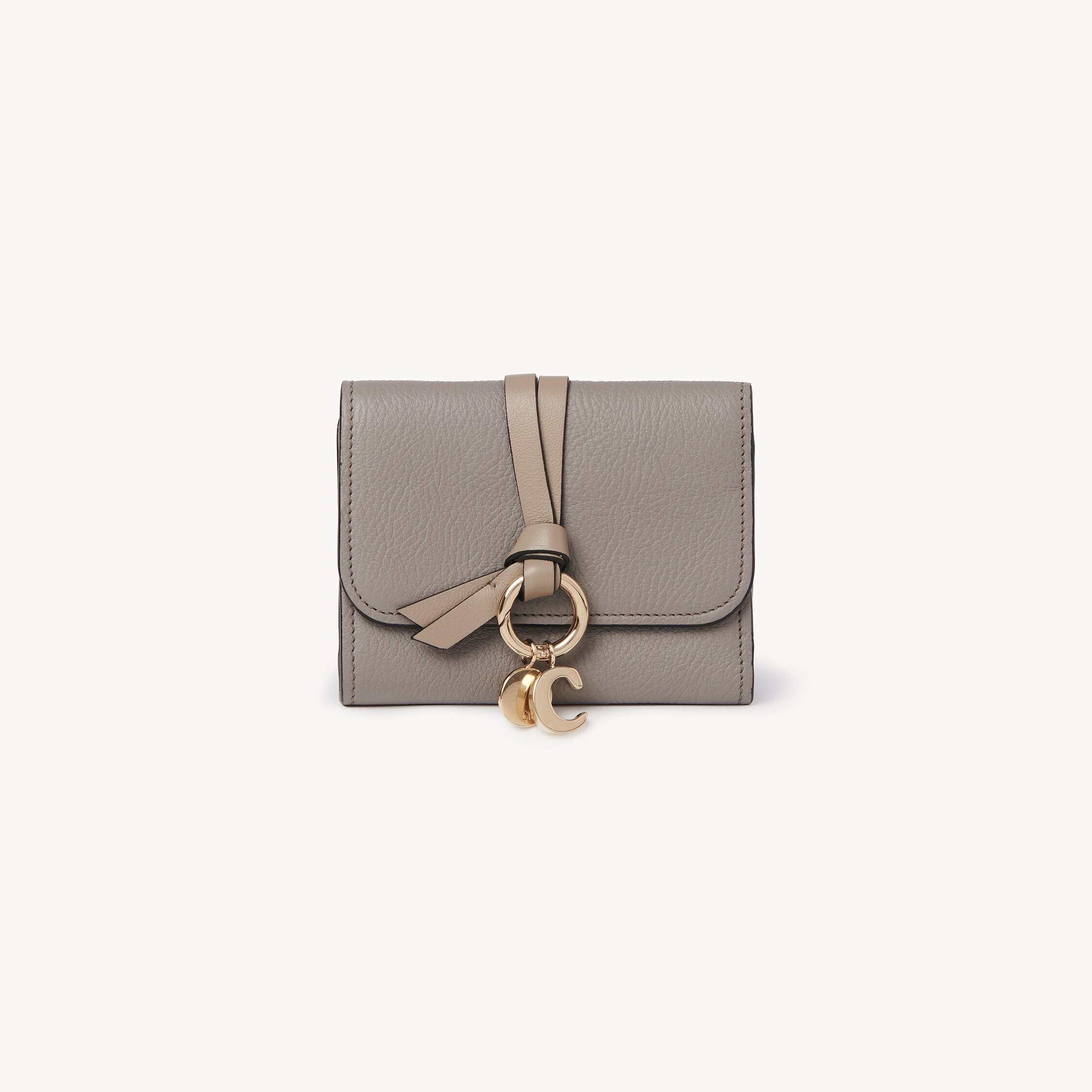 Chloé Small Alphabet Tri-fold In Grained Leather In Gray