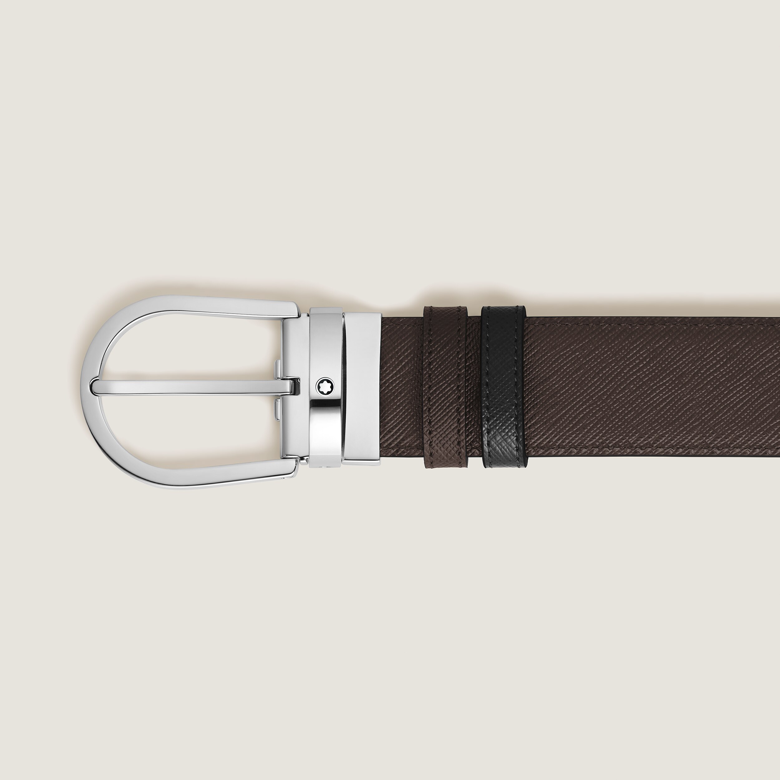  Montblanc - Wendbarer Gürtel Mit Hufeisenförmiger Schließe 35 Mm Aus Hochwertigem Leder - Mb222145 - Gürtel 