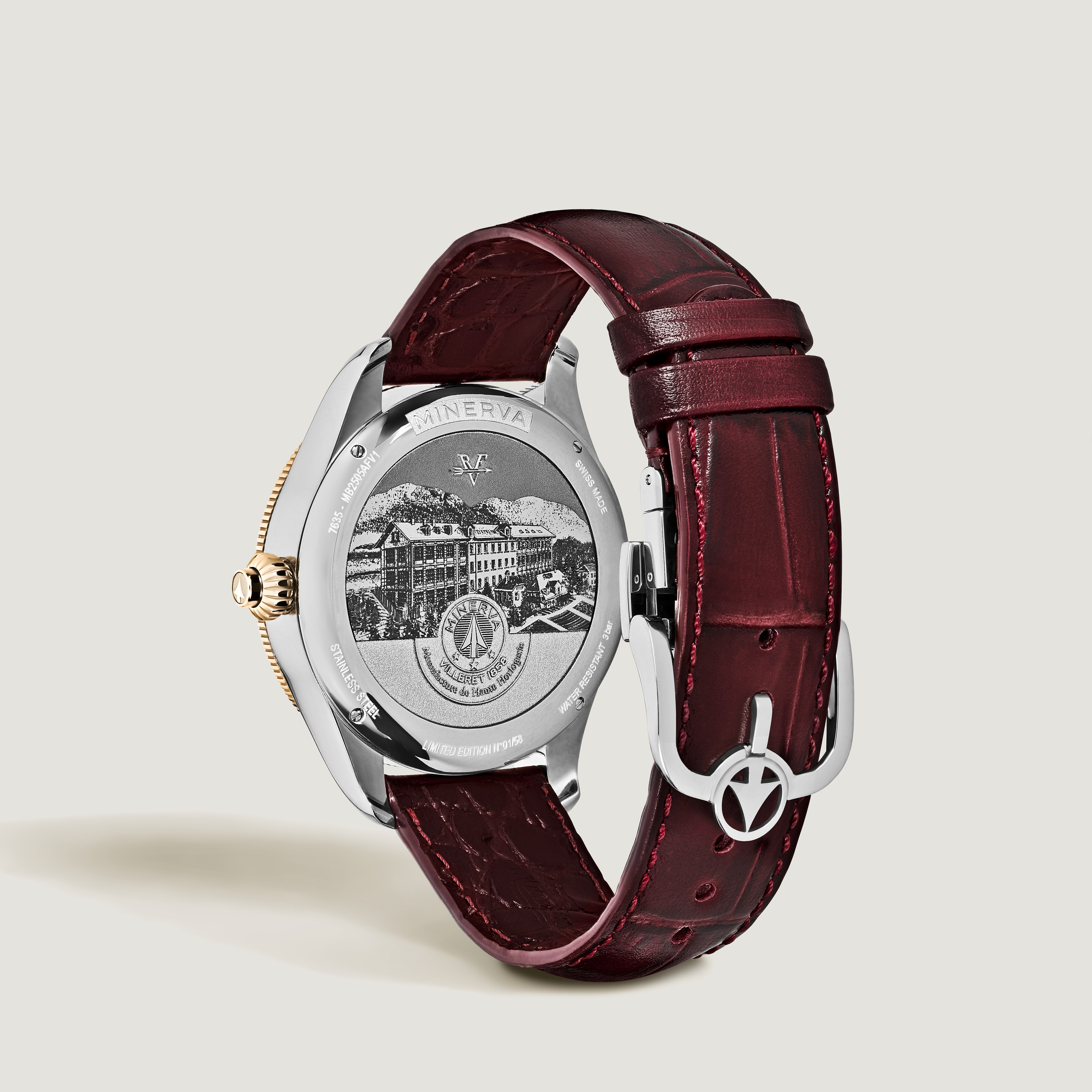  Montblanc - Minerva The Unveiled Secret Limited Edition - 58 Pièces - Couleur Vin - Or Rose 750/1000 - Acier - Mb136354 - Montre 