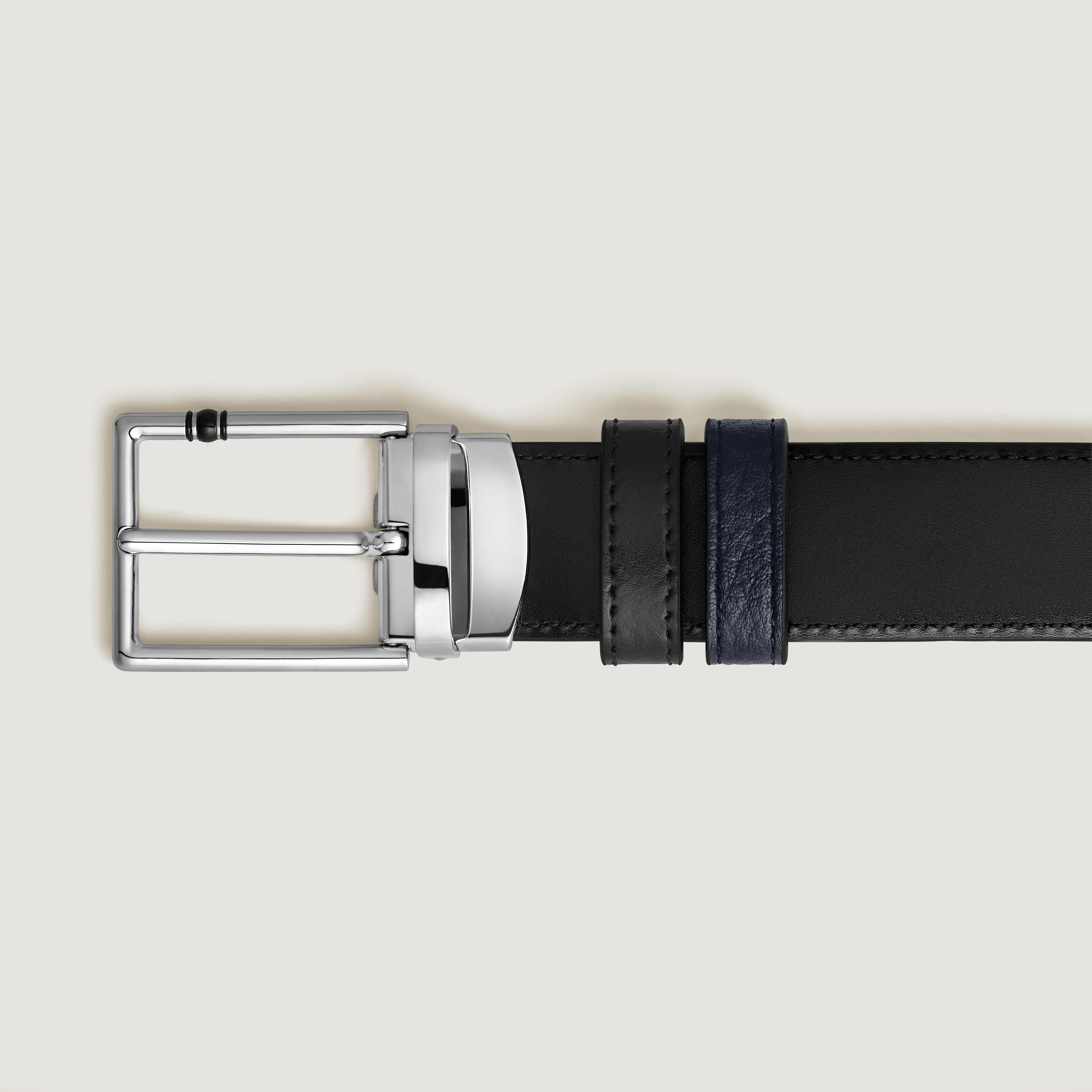  Montblanc - Cinturón Reversible De Piel Grain De 35 Mm Con Hebilla Rectangular Meisterstück - Mb222207 - Cinturones 