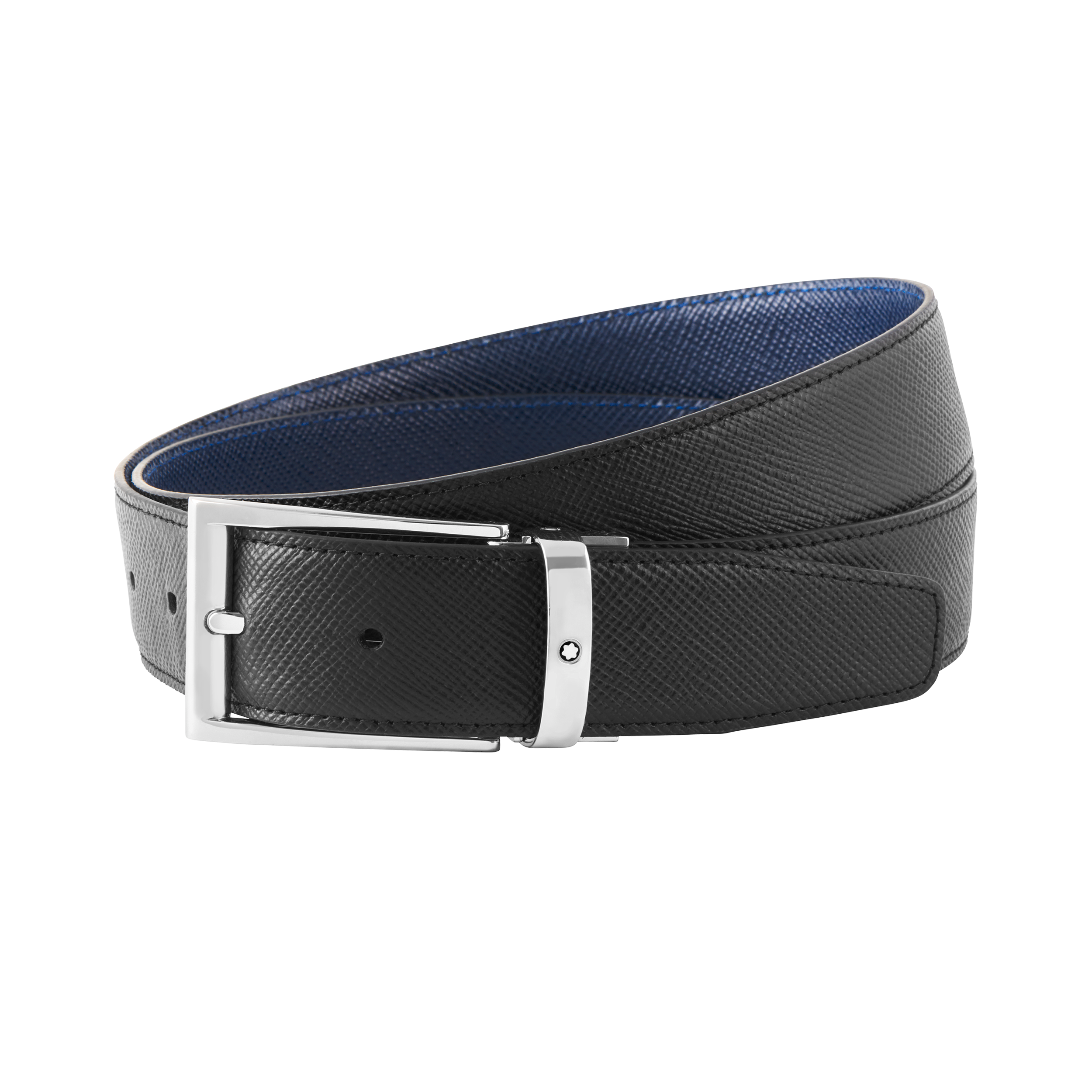  Montblanc - Wendbarer Rechteckiger Gürtel 35 Mm Aus Sartorial Leder - Schwarz | Blau - Mb118438 - Gürtel 