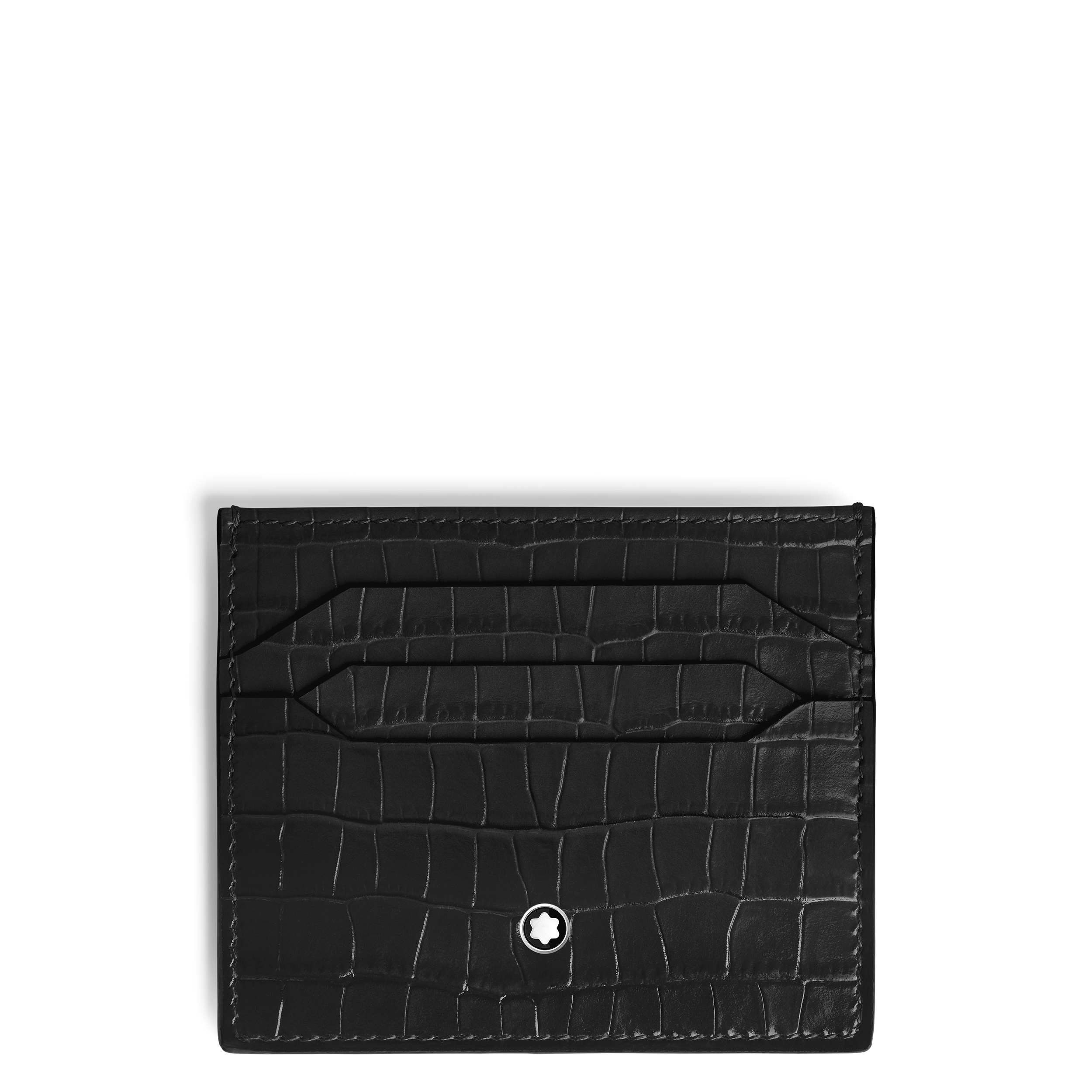 Montblanc - Card Holder 6Cc In Croco-Embossed Leather - Leather - Mb220486 - Card Holders   Black