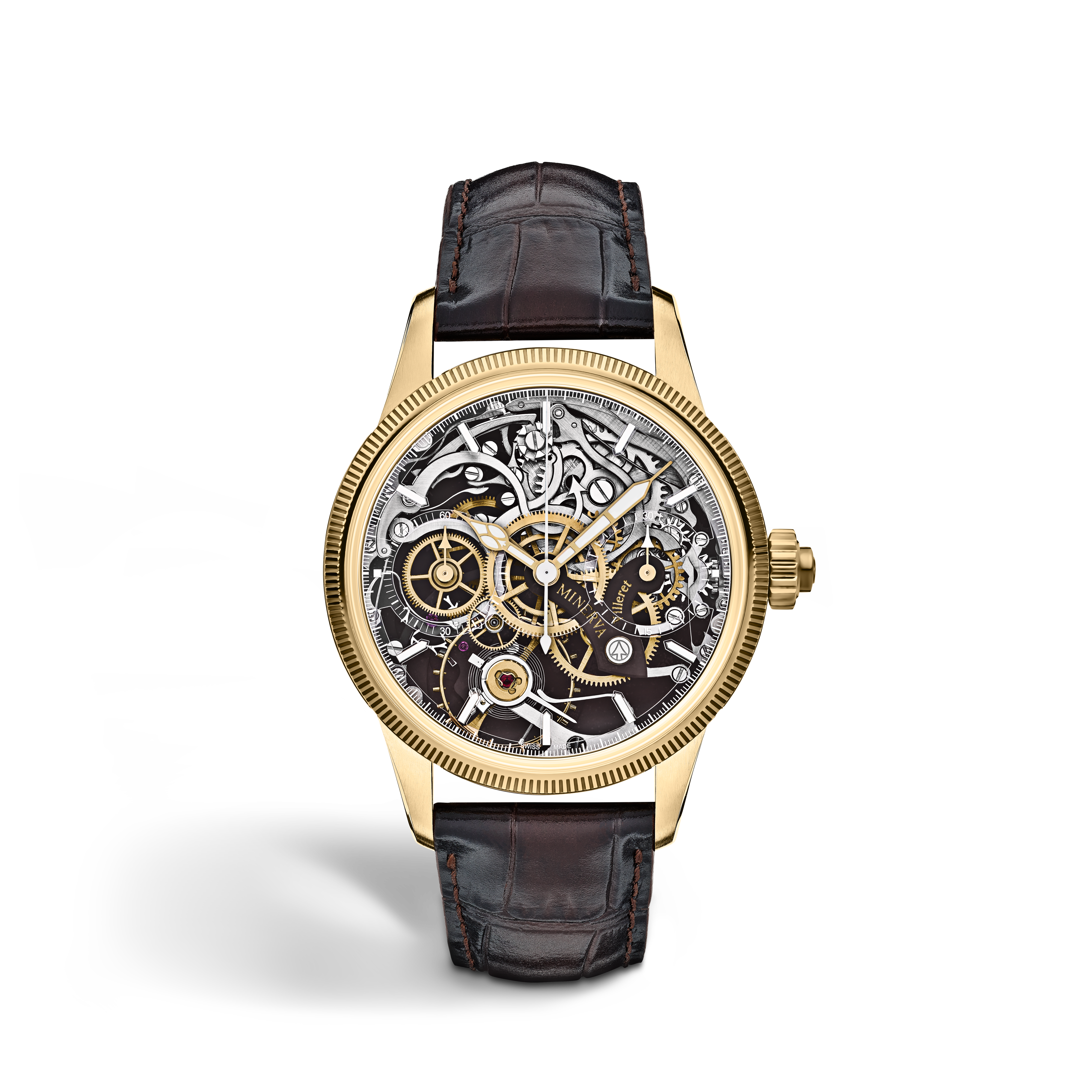  Montblanc - Minerva The Unveiled Chronograph Limited Edition - 30 Pièces - Marron - Or Jaune 18 K (750/1000 - Mb136352 - Montre 