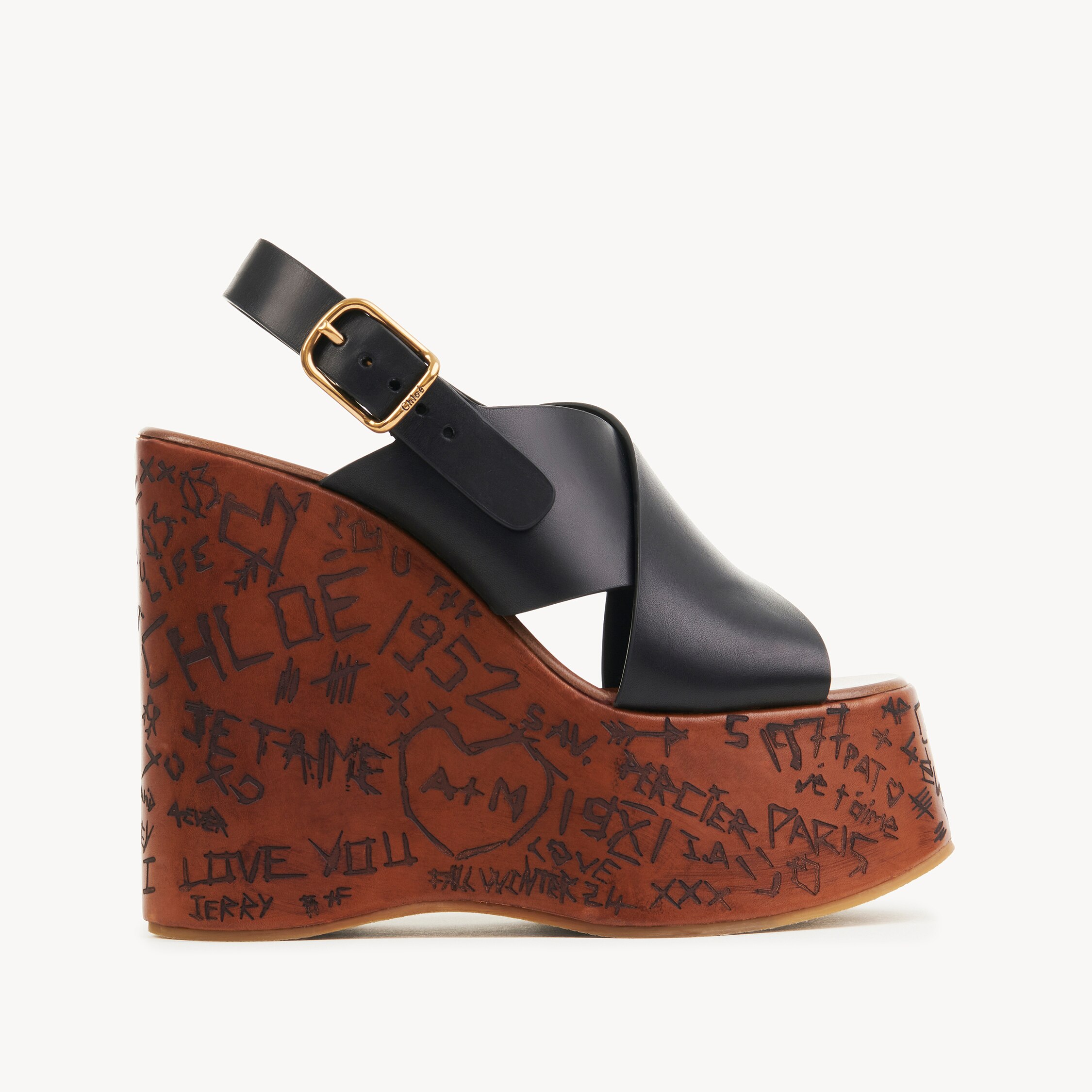 Chloé 130mm Maxime Leather Wedges In Brown