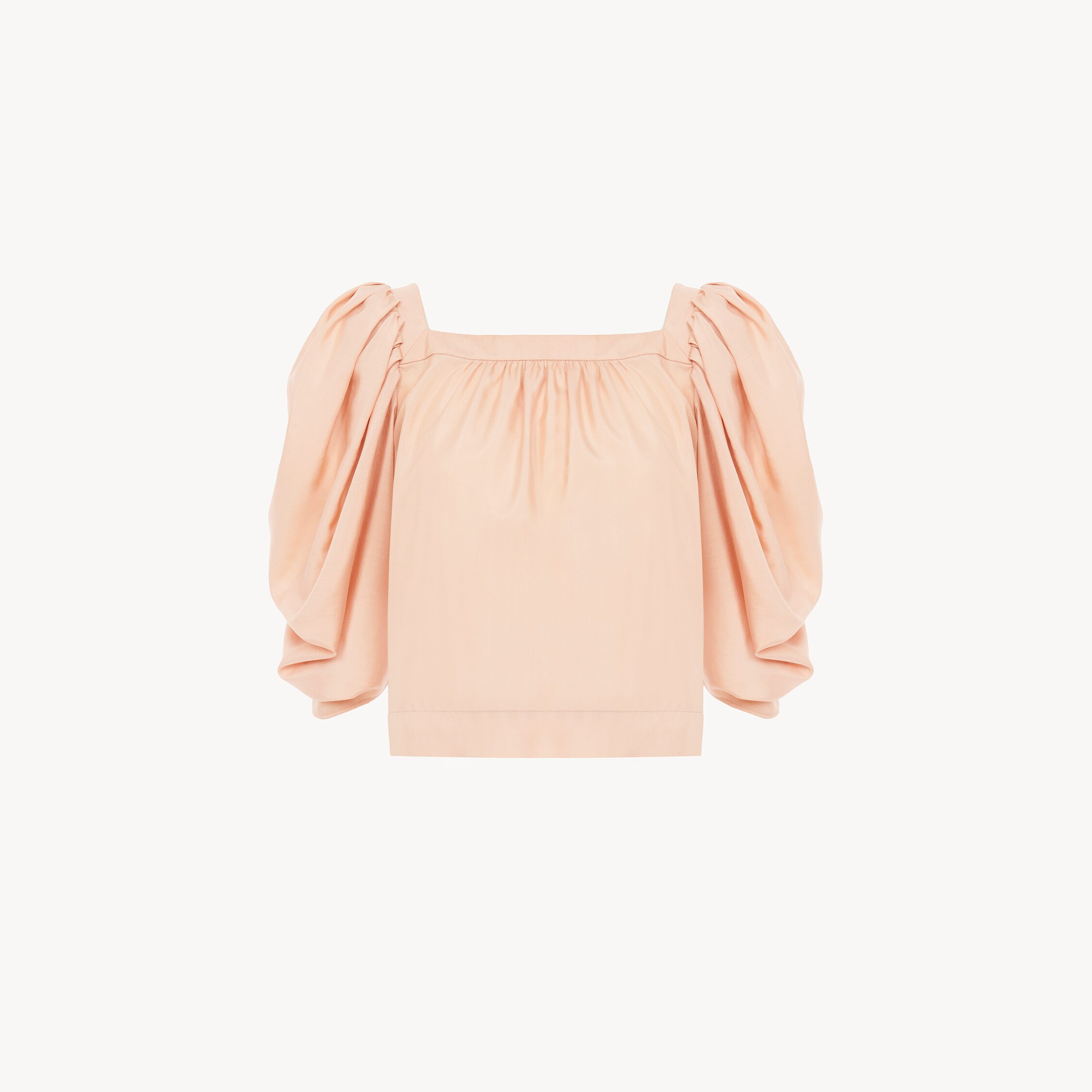 Chloé Puff-sleeve Pleated Top In Silk Poplin In Pink