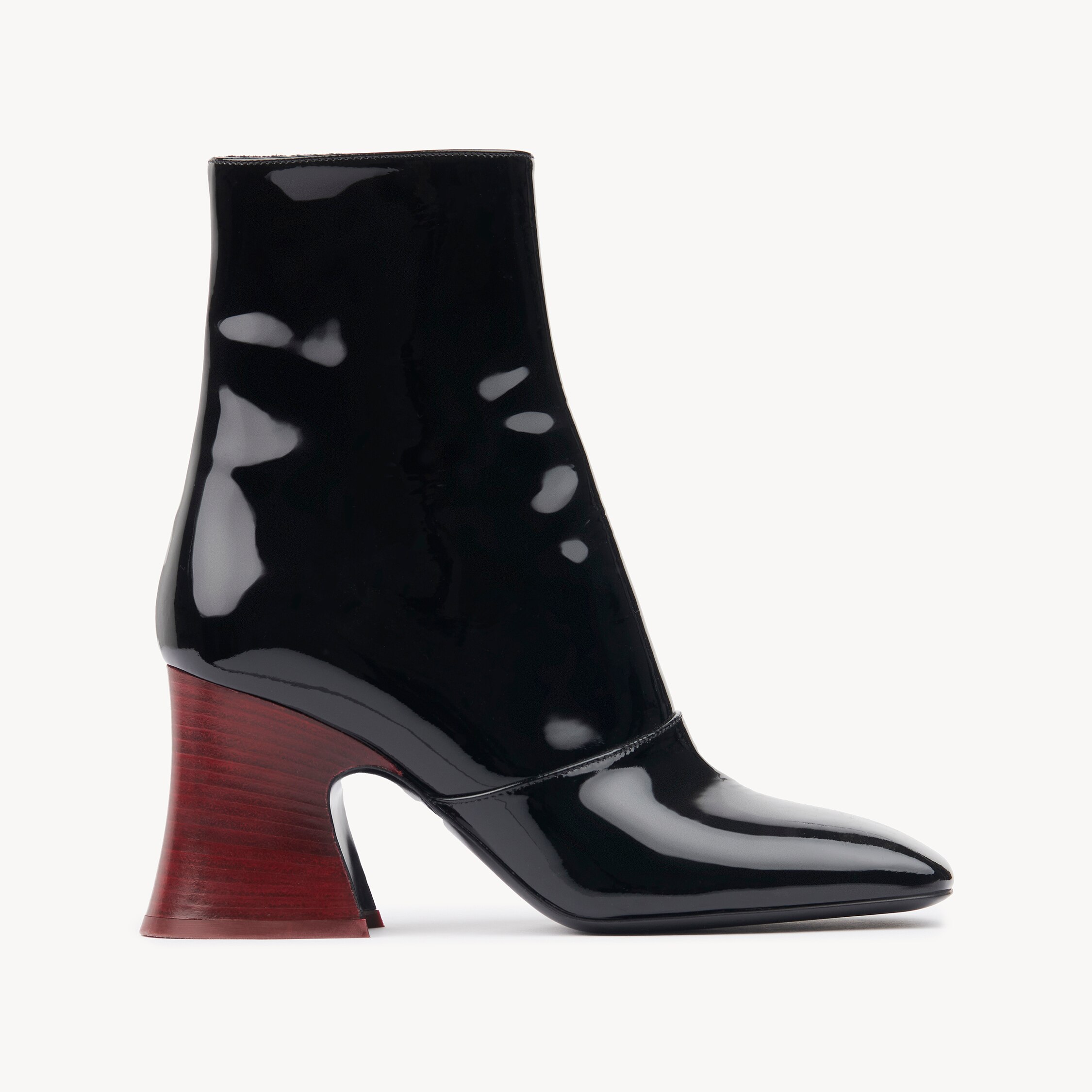 Chloé Chloè Janis Ankle Boots With Glossy Leather Heel In Black