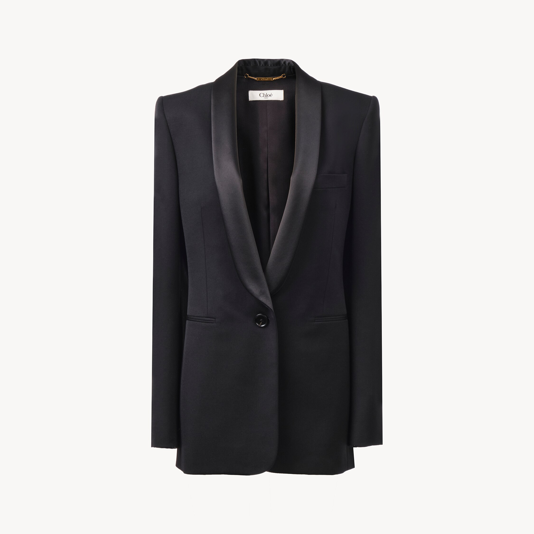 Chloé Tuxedo Jacket In Wool Grain De Poudre In Black