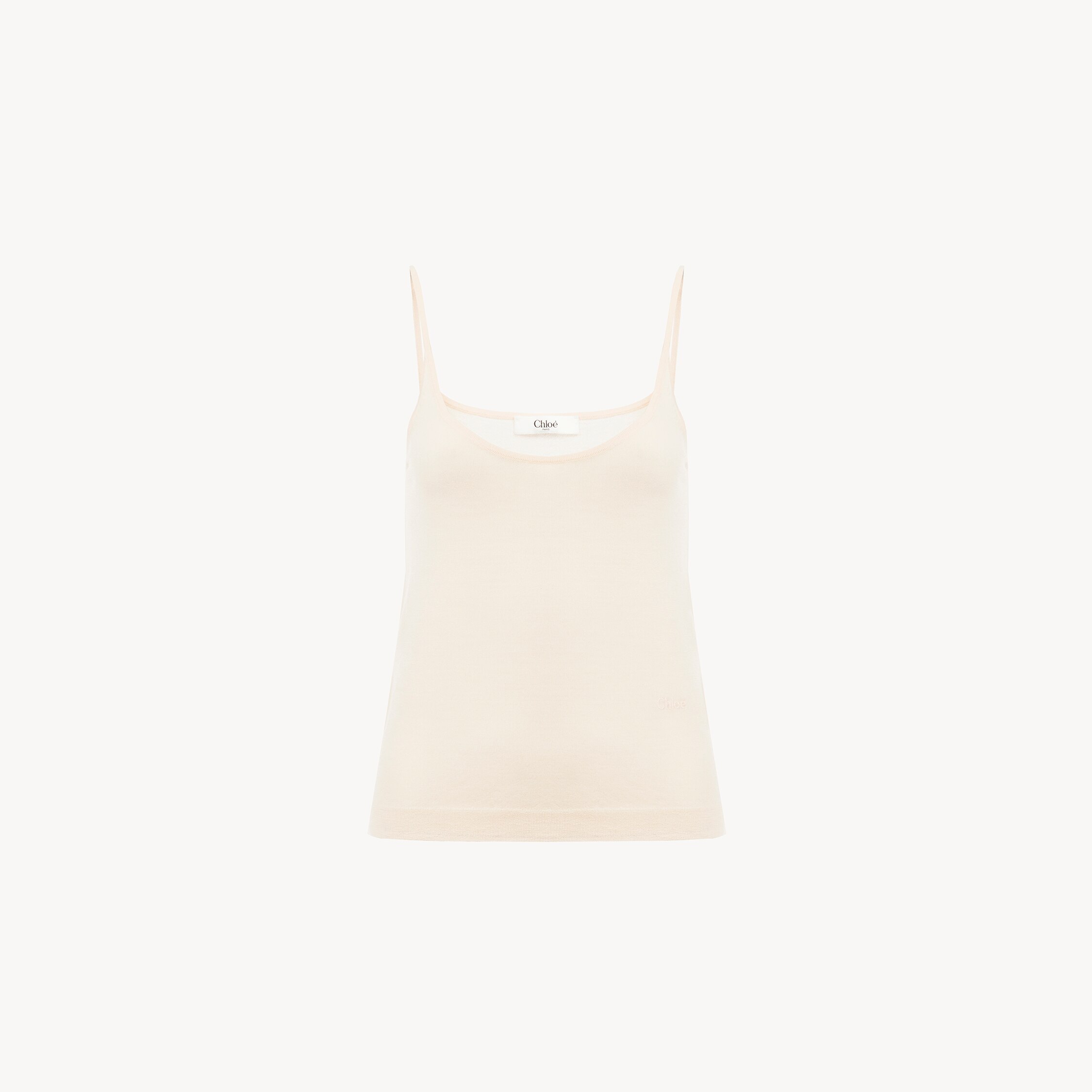 Chloé Thin-strap Tank Top In Superfine Wool Knit In Neutral