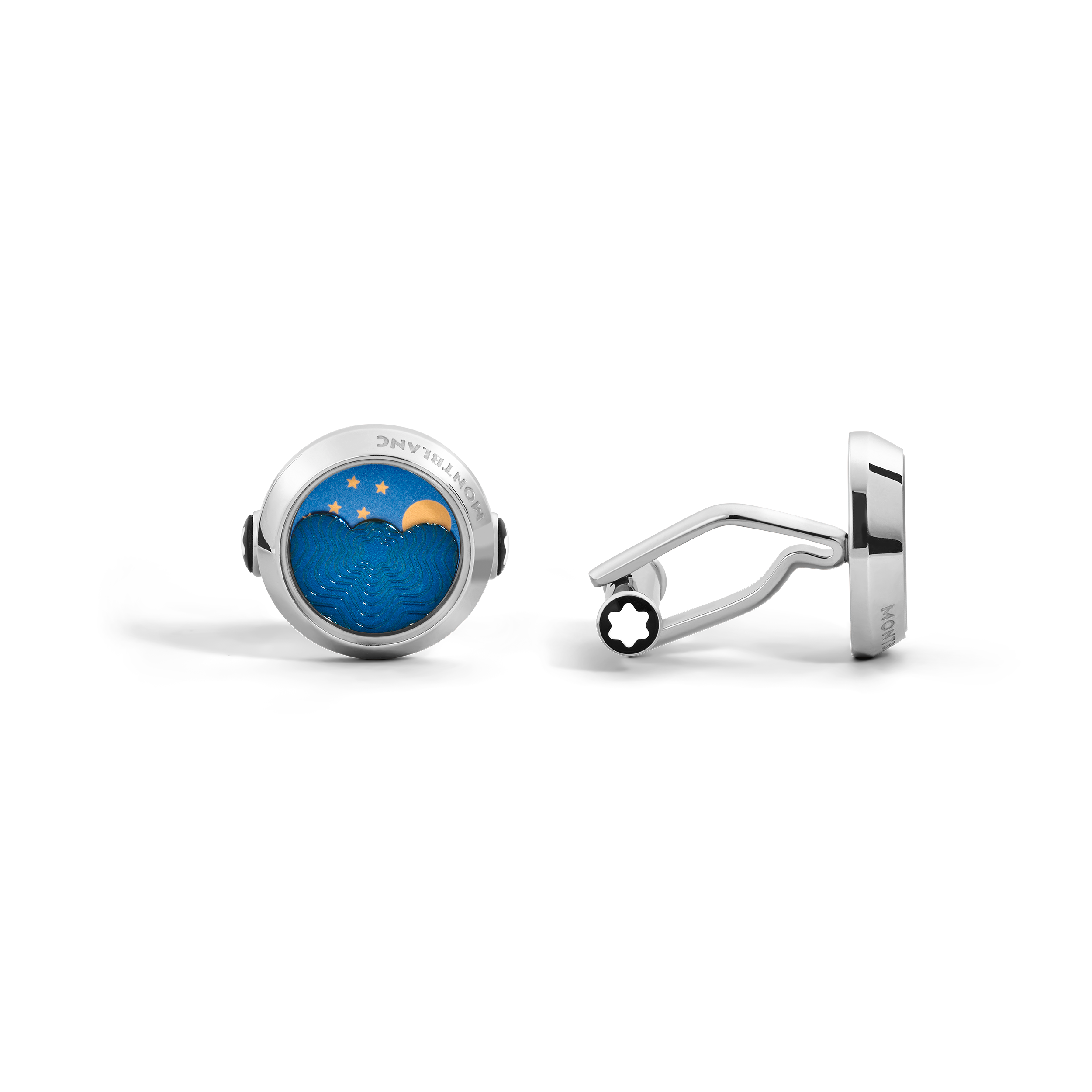 Montblanc - Moonphase Cufflinks - Stainless Steel - Mb132964 - Cufflinks   Blue