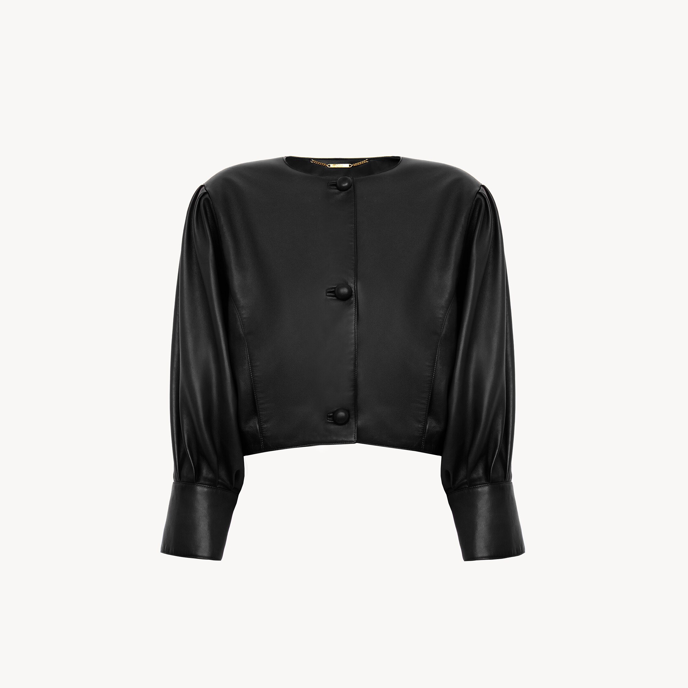 Chloé Cropped collarless jacket in leather