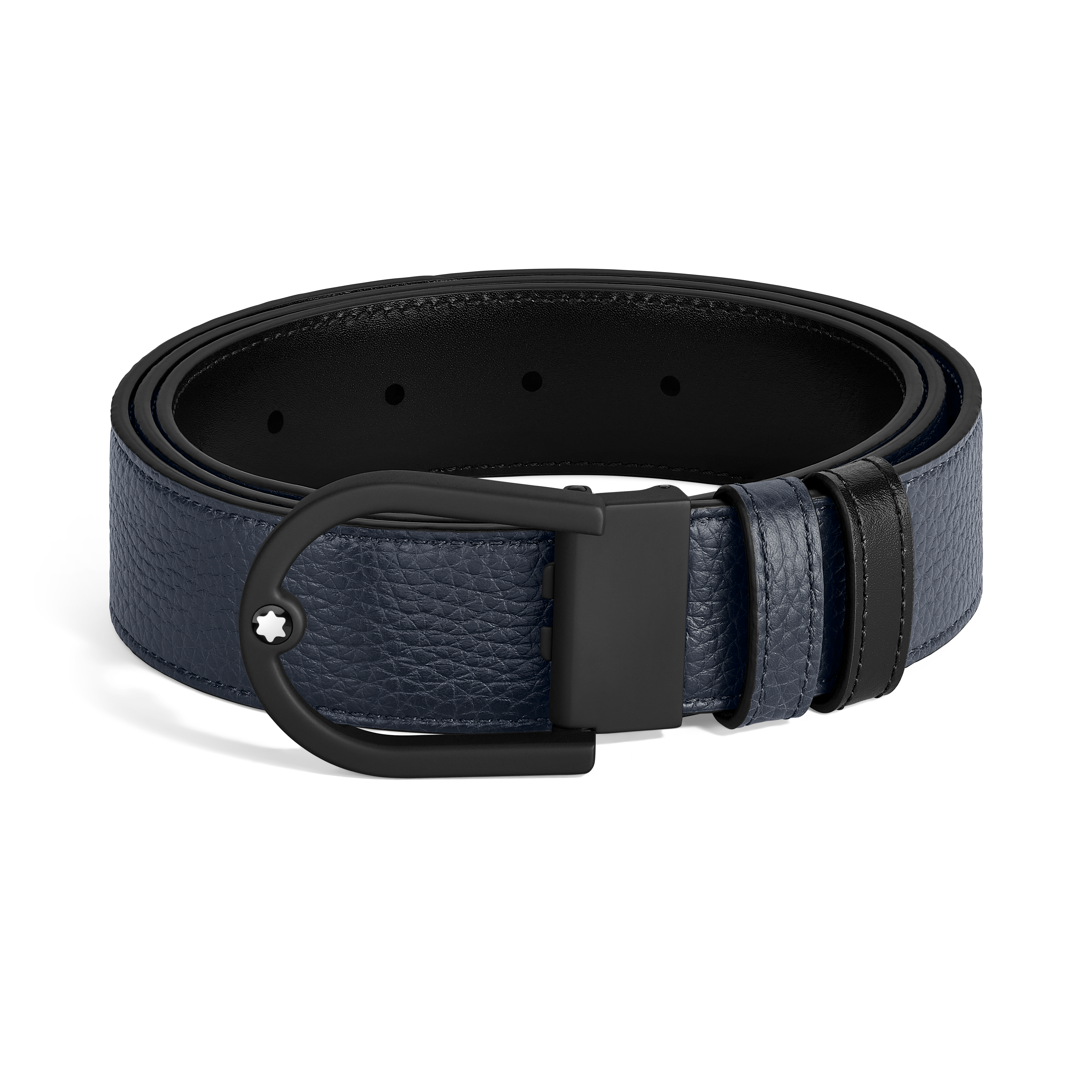 Montblanc - Horseshoe 35 Mm Reversible Belt In Leather - Mb220998 - Belts Men's Grain