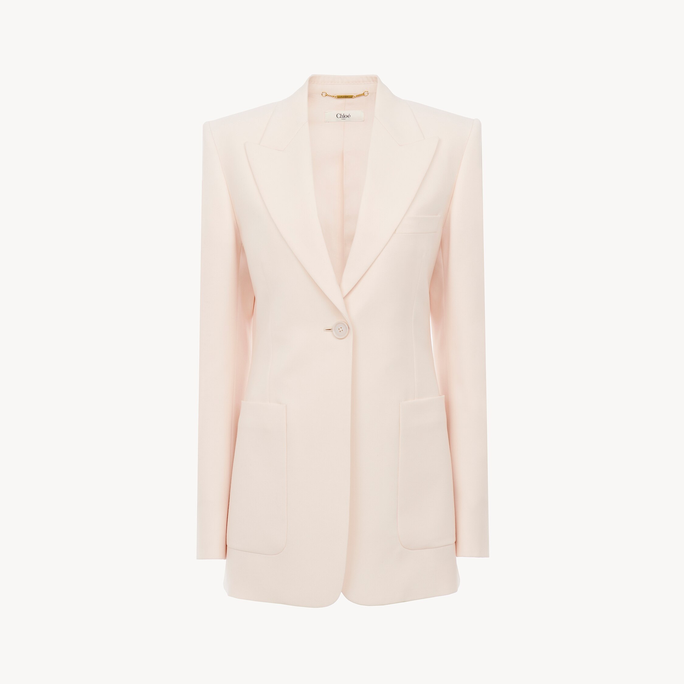 Chloé Single-breasted Tailored Jacket In Wool Gabardine In Pink