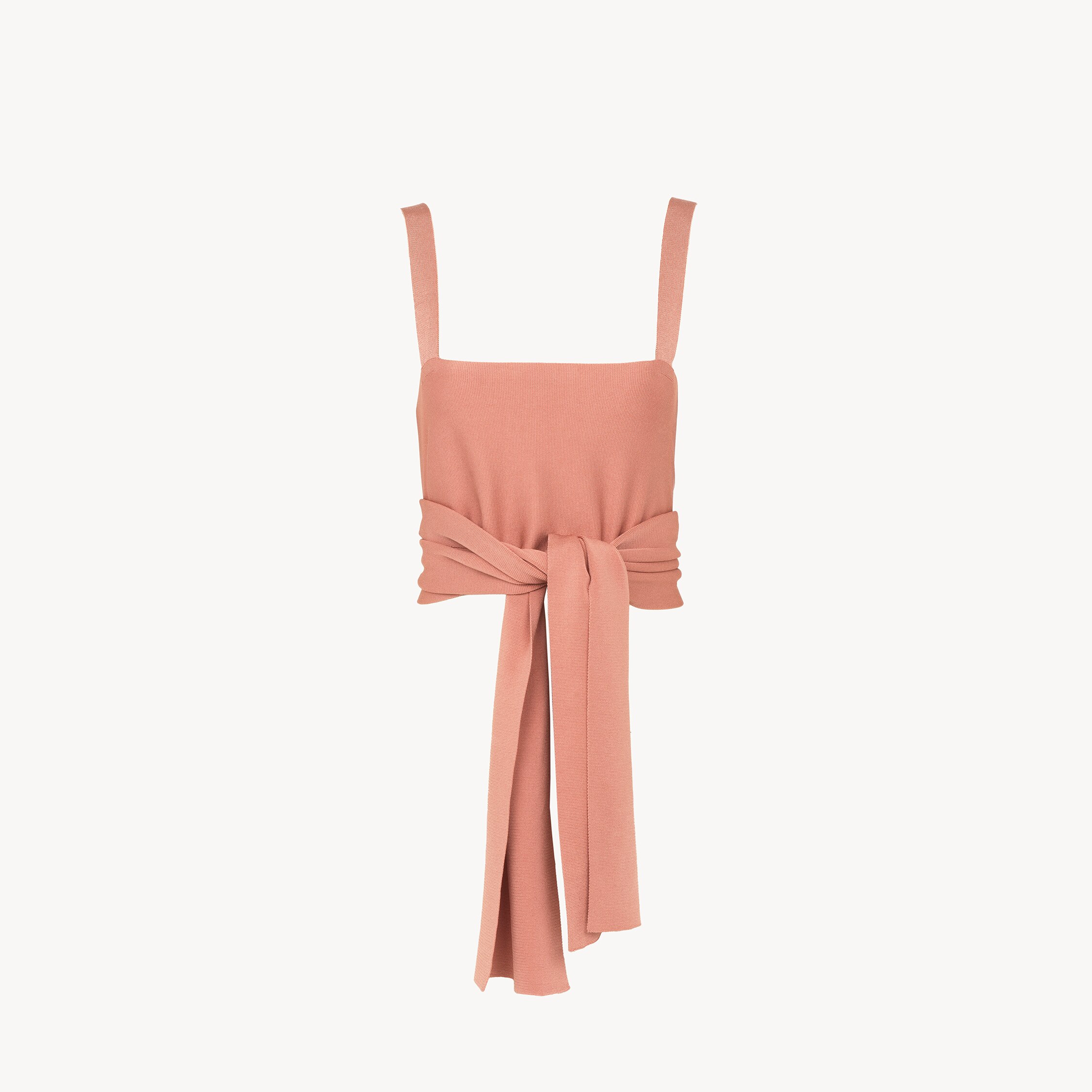 Chloé Cropped Front-tie Tank Top In Shiny Viscose Knit In Neutral