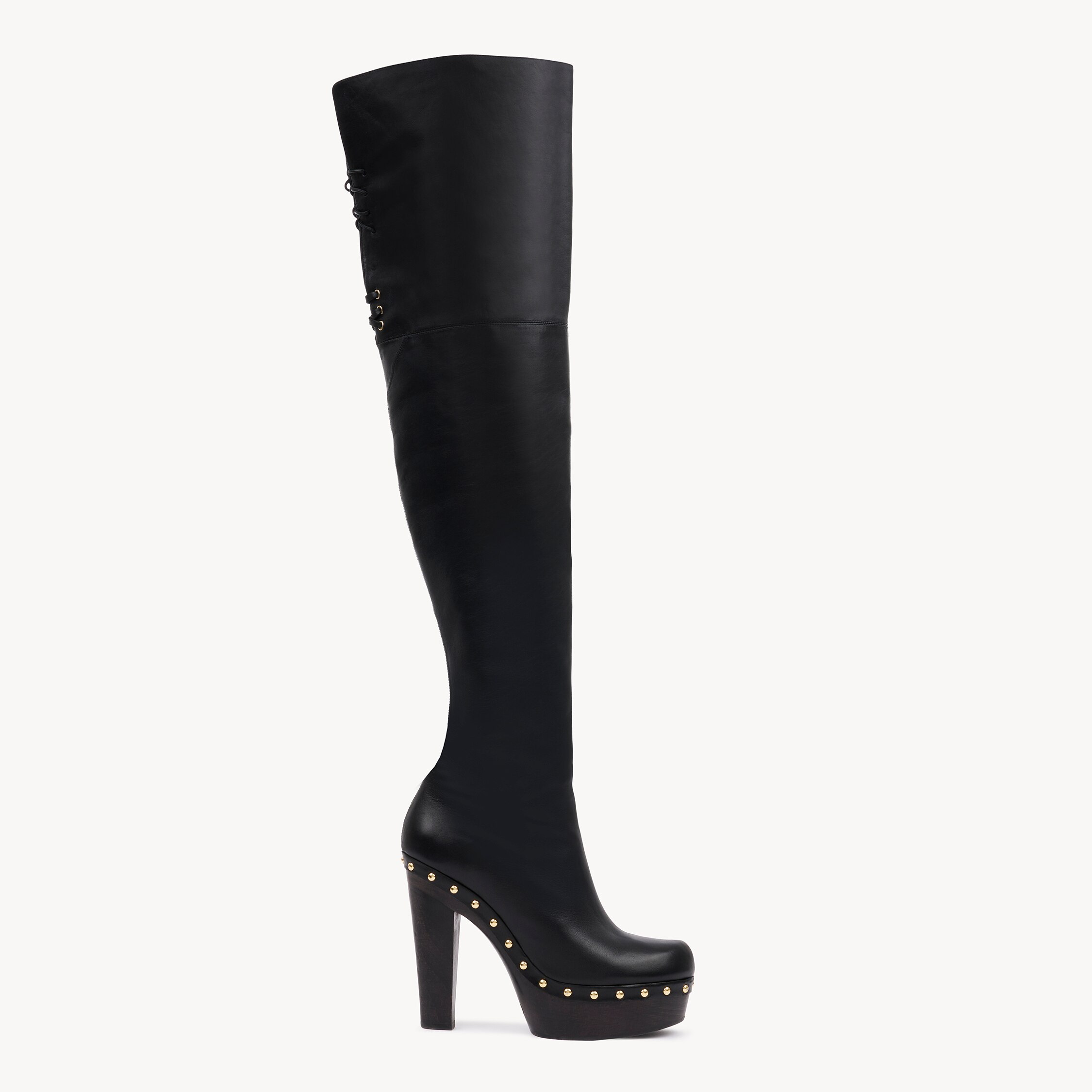 Chloé Lola Studded Leather Over-the-knee Boots In Black