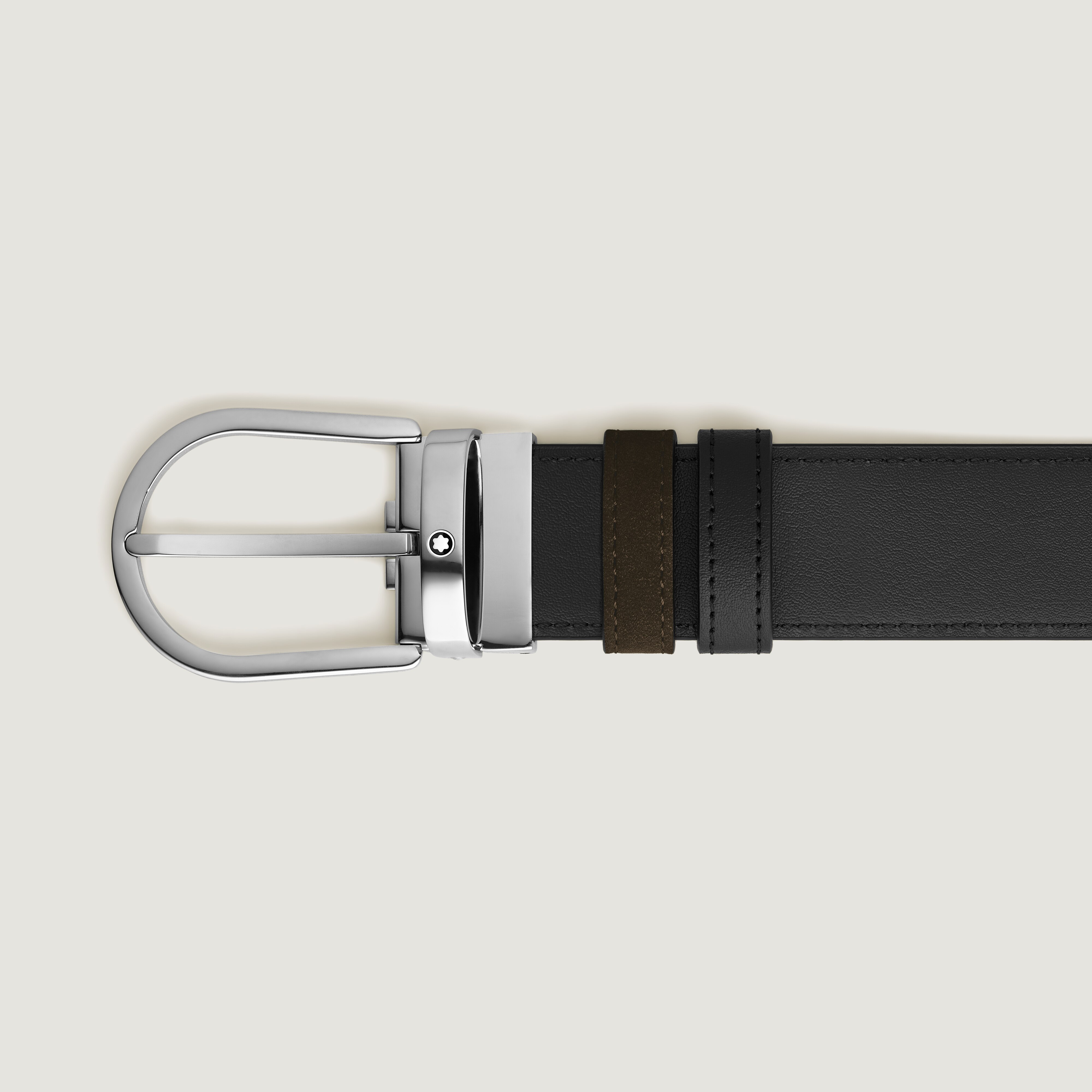  Montblanc - Cinturón Reversible De Ante De 35 Mm Con Hebilla Horseshoe - Negro | Marrón - Piel - Mb222407 - Cinturones 