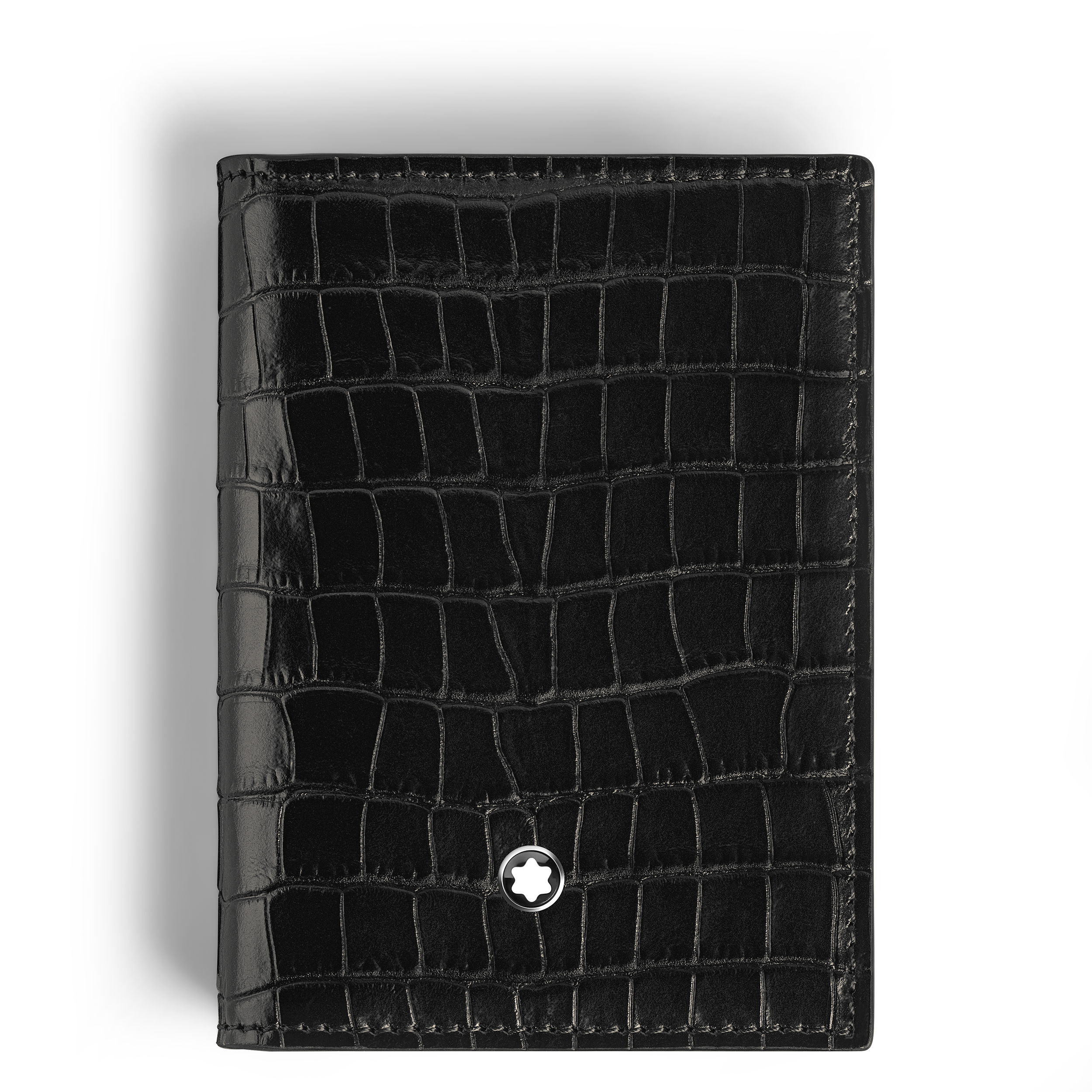 Montblanc - Card Holder 4Cc In Croco-Embossed Leather - Leather - Mb220487 - Card Holders   Black