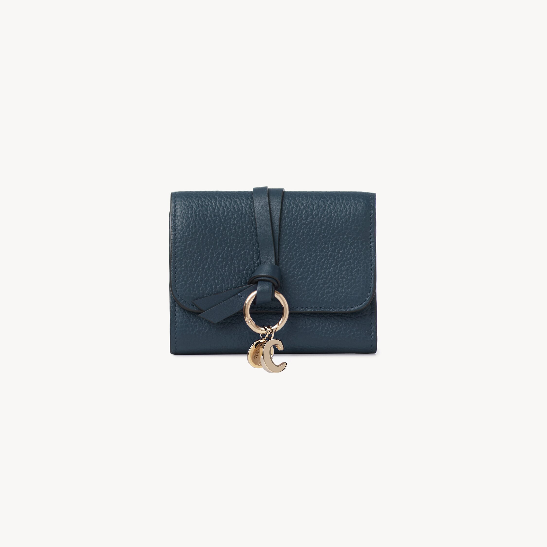 Chloé Small Alphabet Tri-fold In Grained Leather In Blue