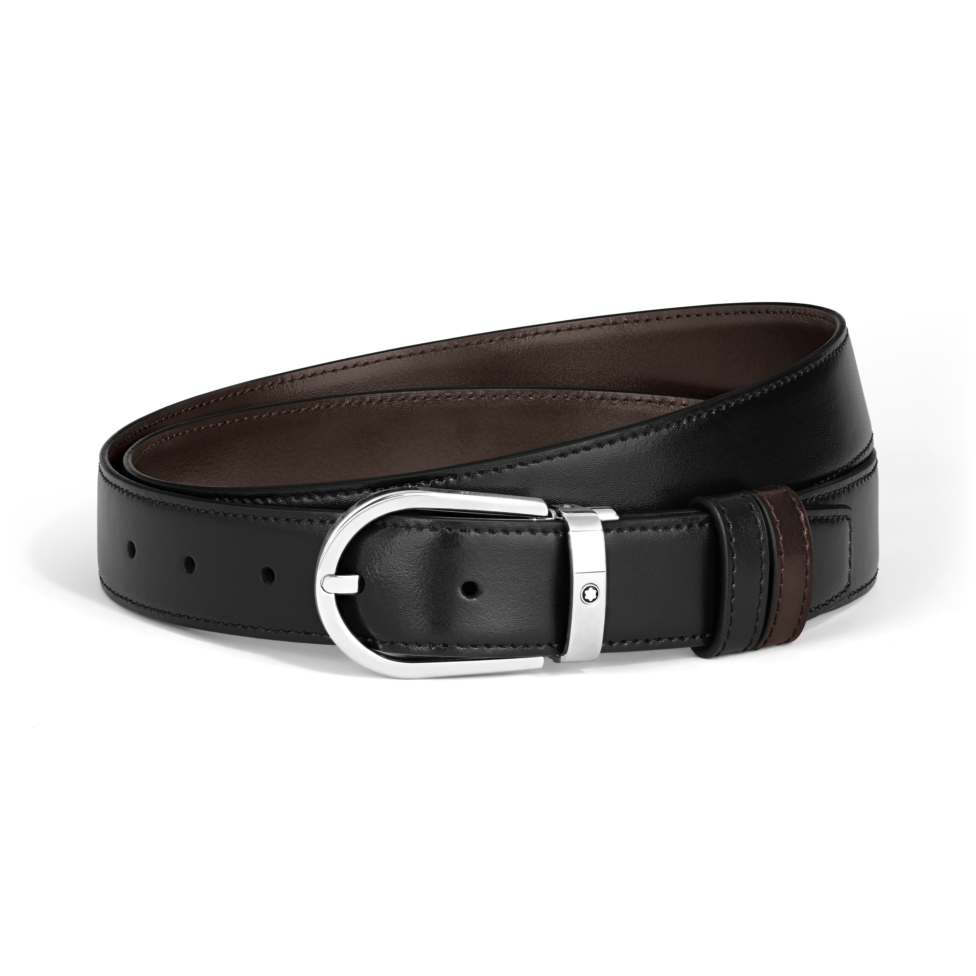  Montblanc - Wendbarer Gürtel Mit Hufeisenförmiger Schließe 30 Mm Aus Meisterstück Leder - Mb222371 - Gürtel 
