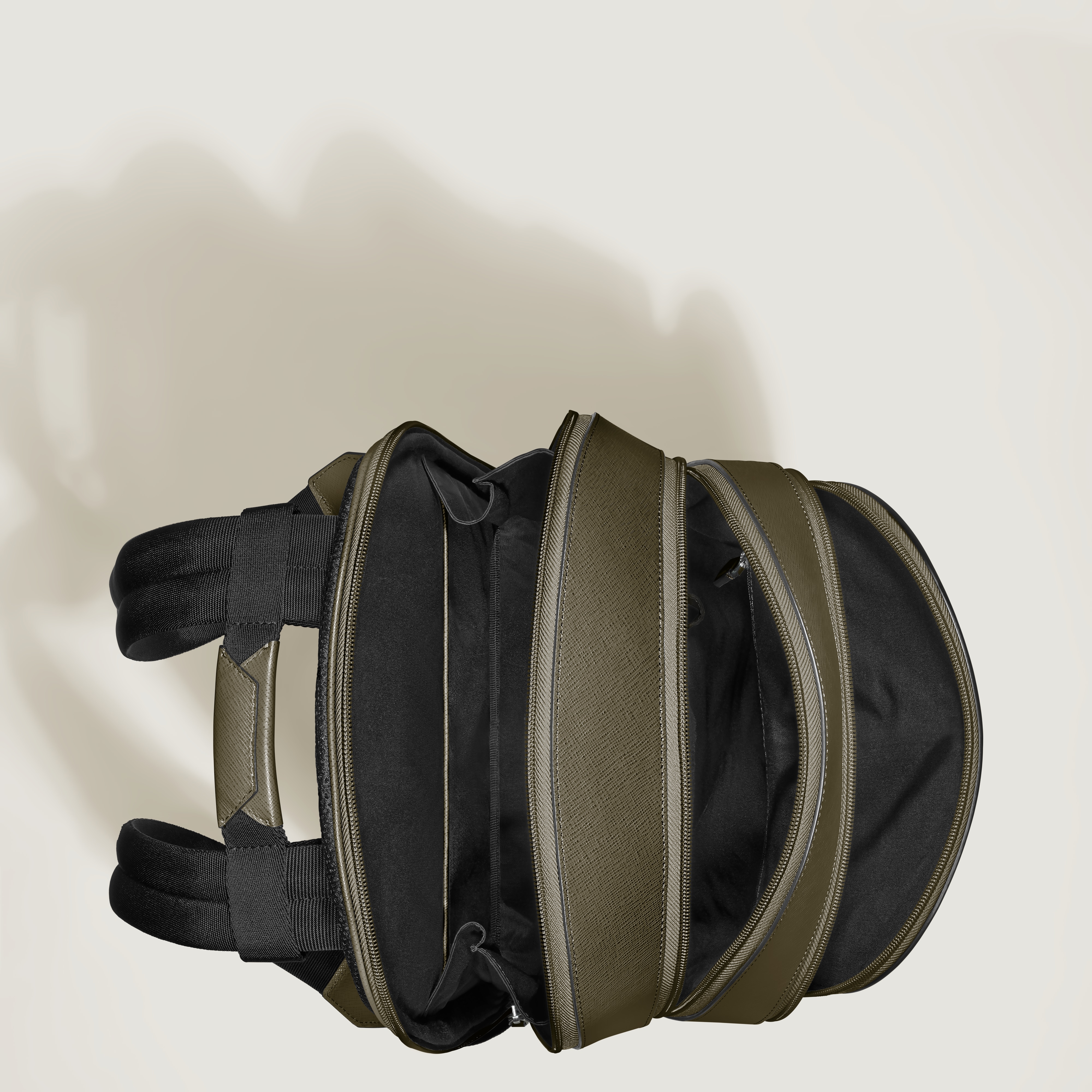  Montblanc - Mittelgroßer Rucksack Mit 3 Fächern Aus Sartorial Leder - Khaki - Leder - Mb221542 - Rucksäcke 