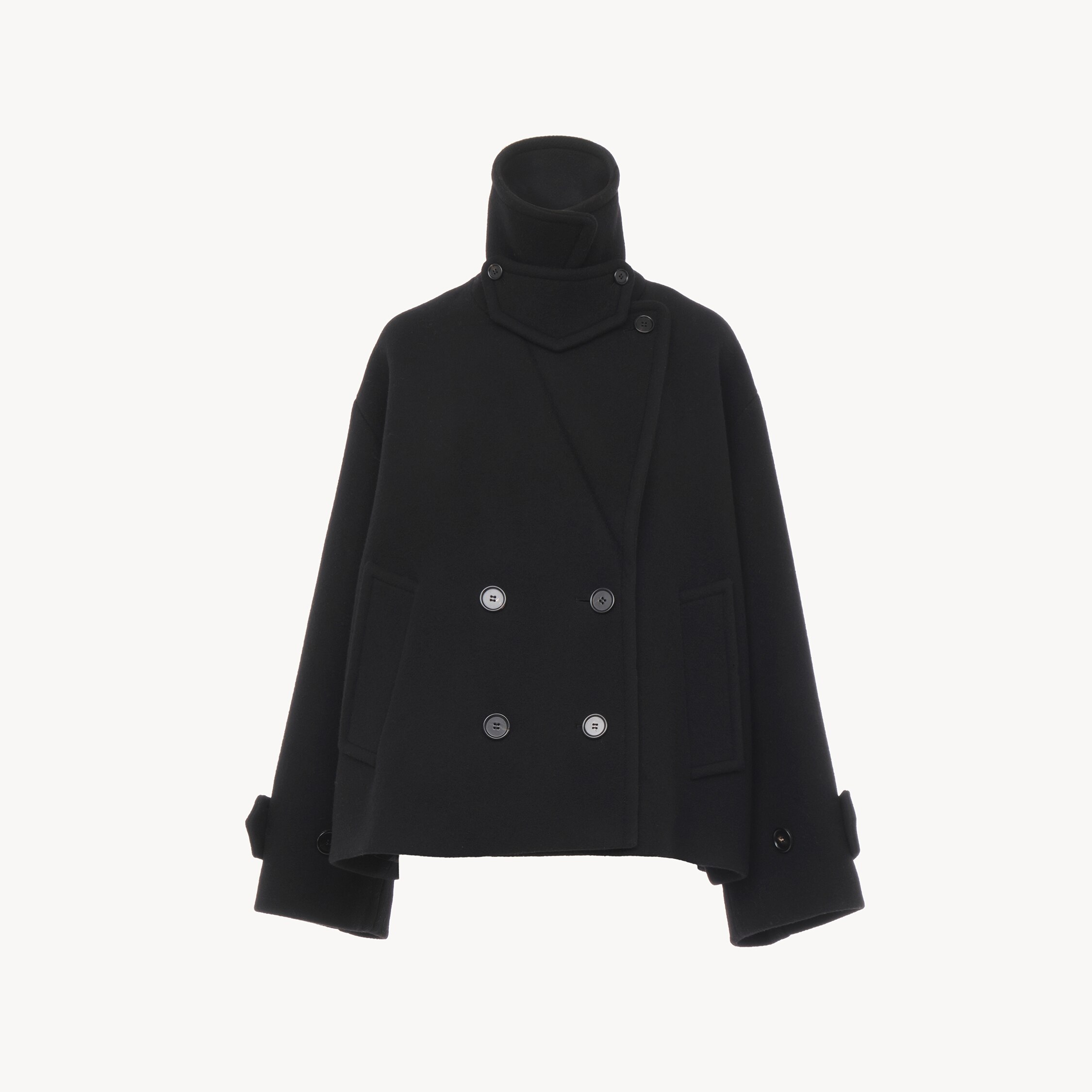 Chloé Oversized Short Coat In Wool In Black