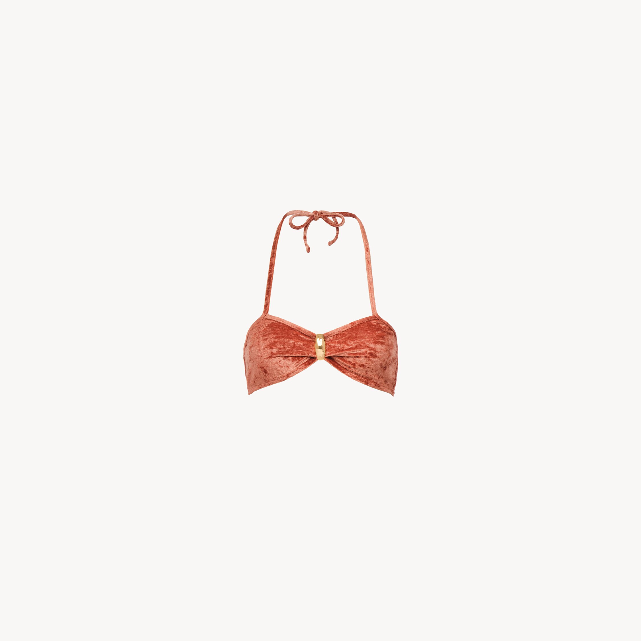 Chloé Metal-detail Bikini Top In Orange