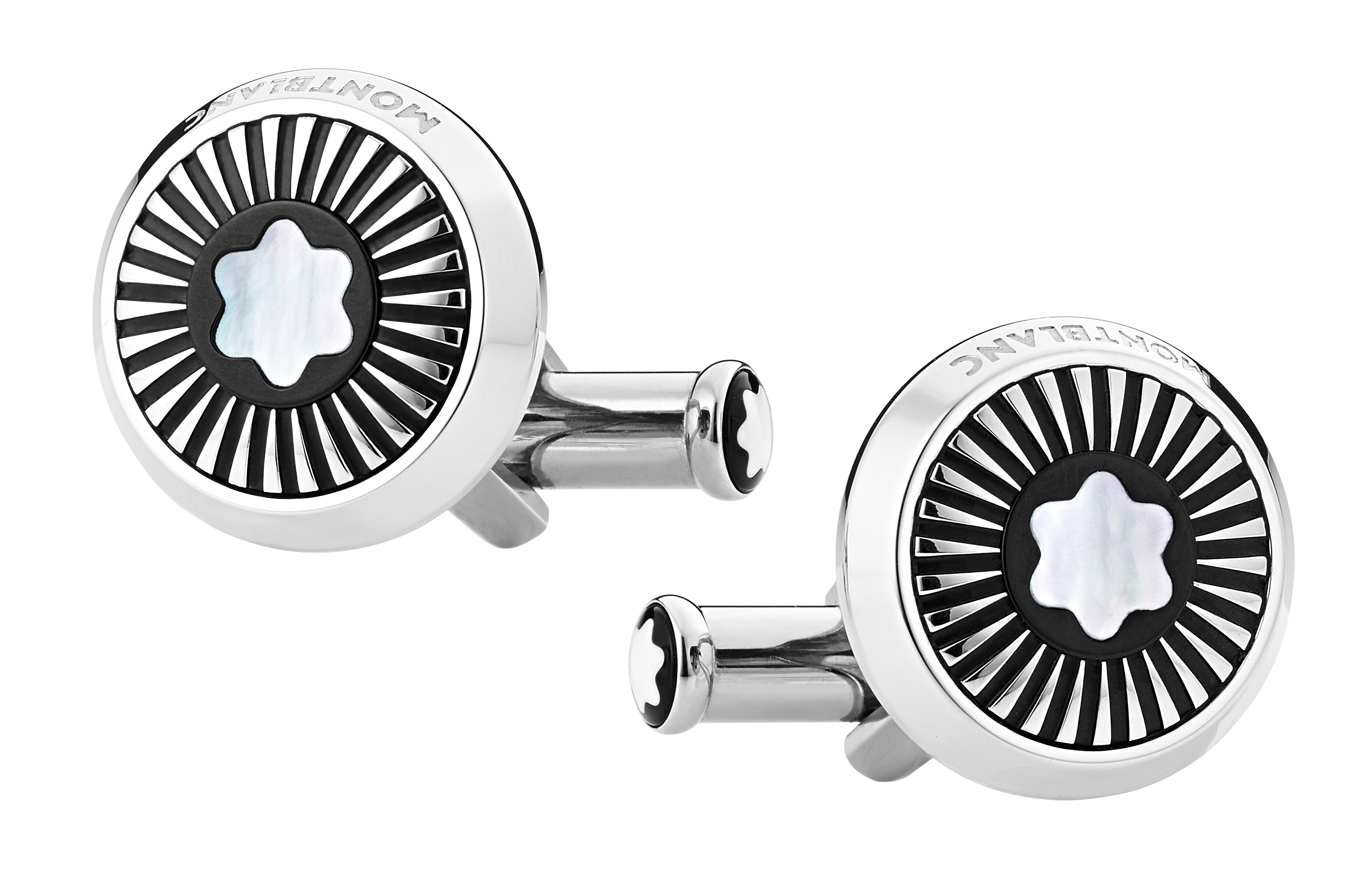 Montblanc - Manschettenknöpfe Mit Schneekappen-emblem Aus Perlmutt - Edelstahl - Mb123809 - Cufflinks 