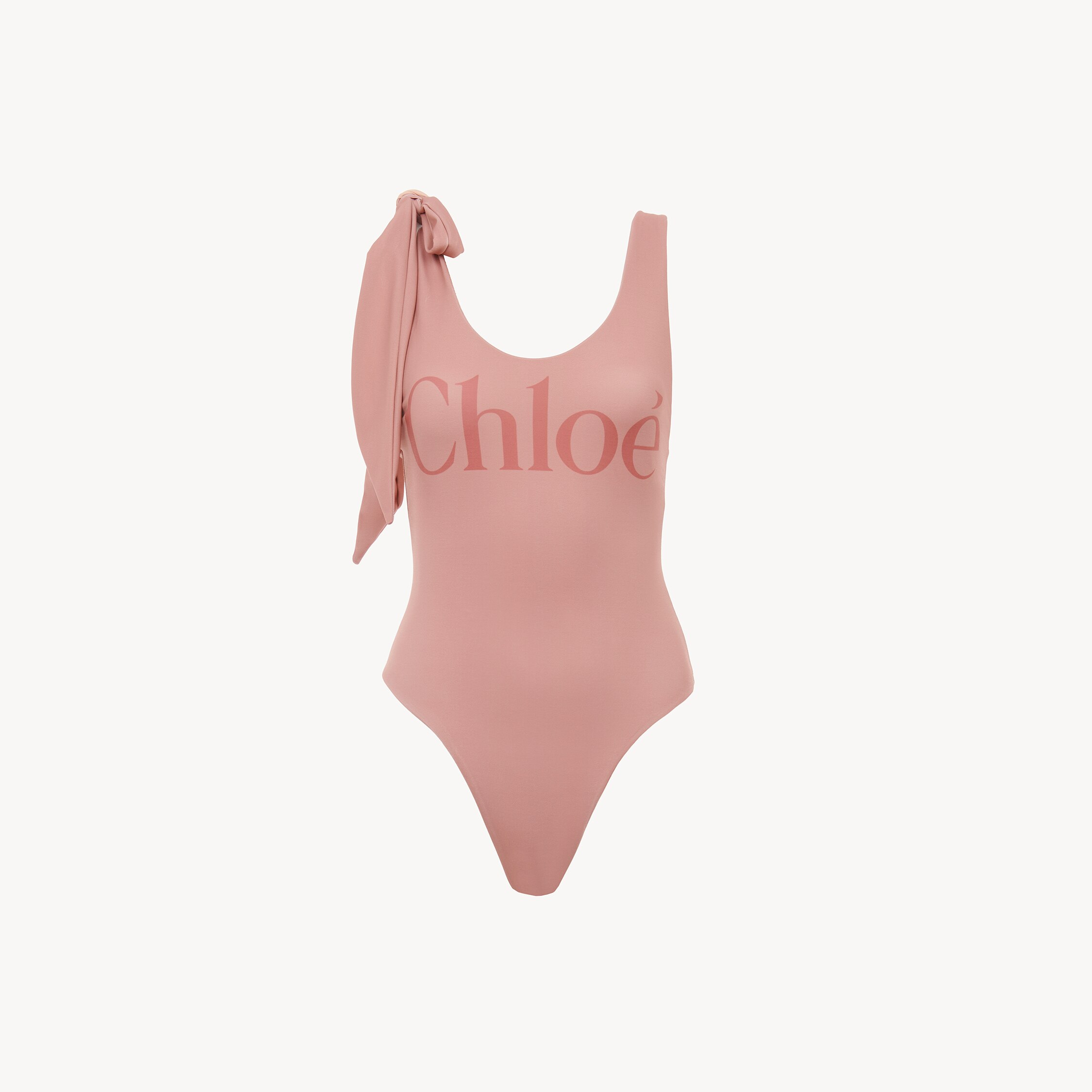 Chloé Knotted-strap One-piece Logo Swimsuit In Pink