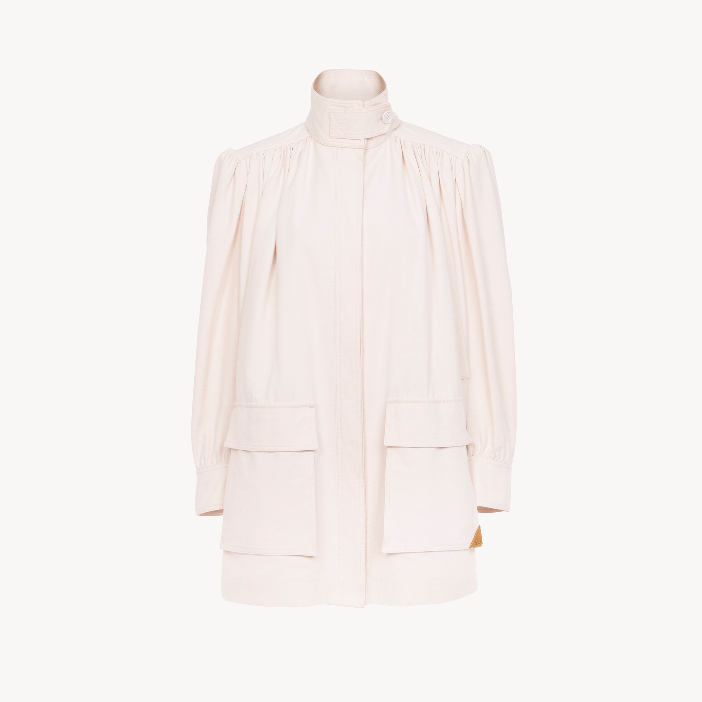 Chloé High-neck Utilitarian Jacket In Cotton Canvas In Pink