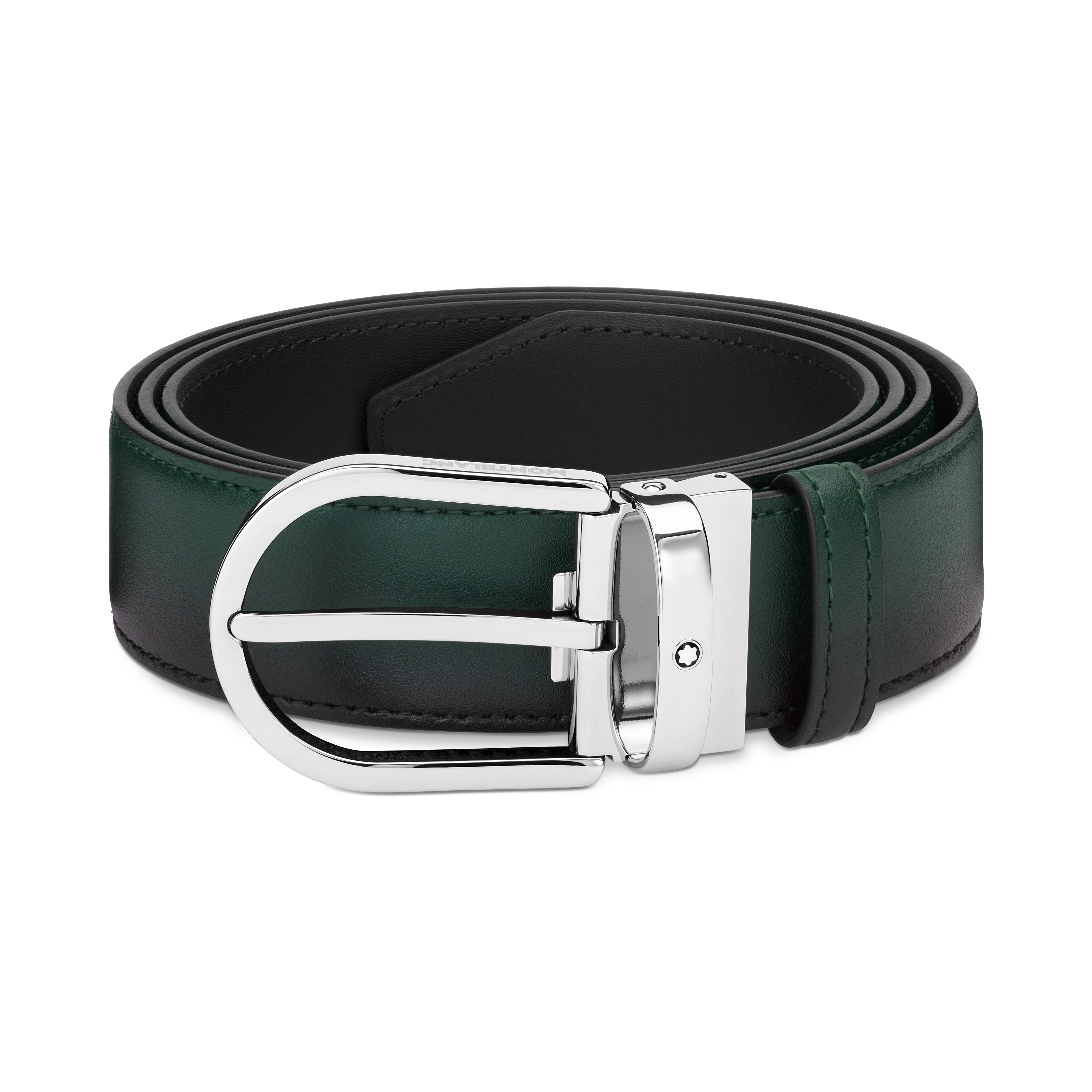 Montblanc - Horseshoe 35 Mm Belt In Meisterstück Sfumato Leather - Mb198644 - Belts Men's Green