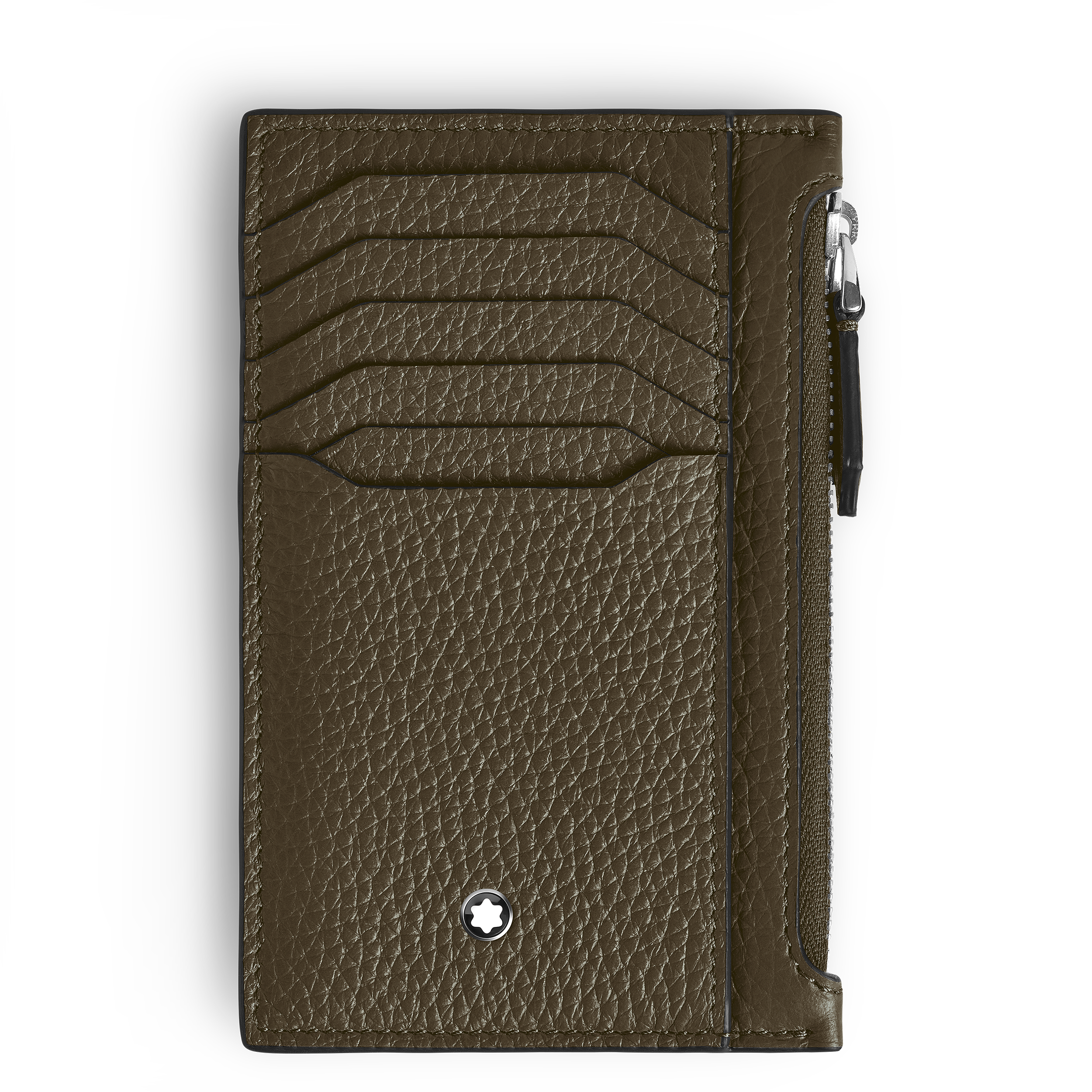 Montblanc - Card Holder 8Cc With Zip In Grain Leather - Leather - Mb220222 - Card Holders   Khaki