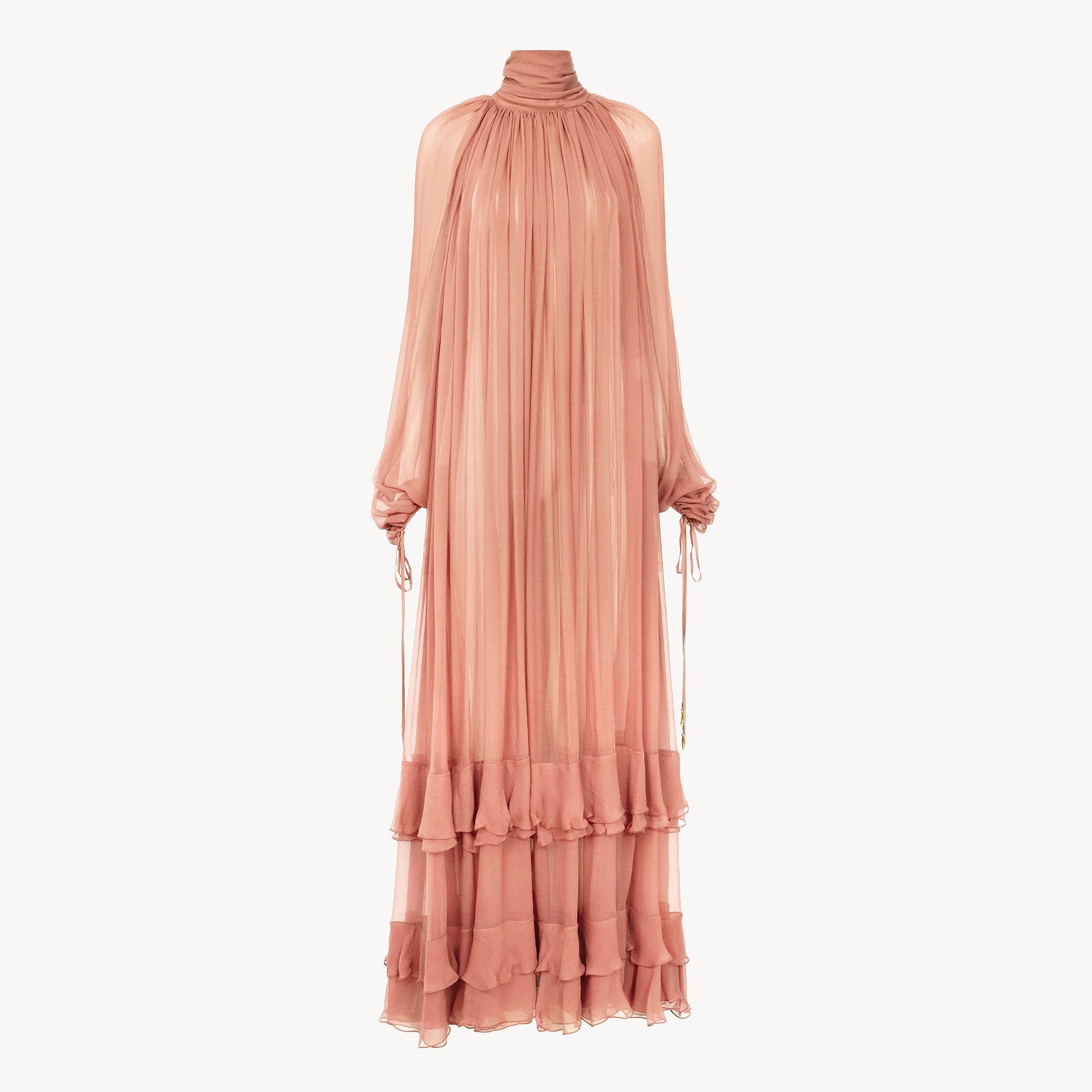 Chloé Robe Oversize À Volants En Mousseline De Soie