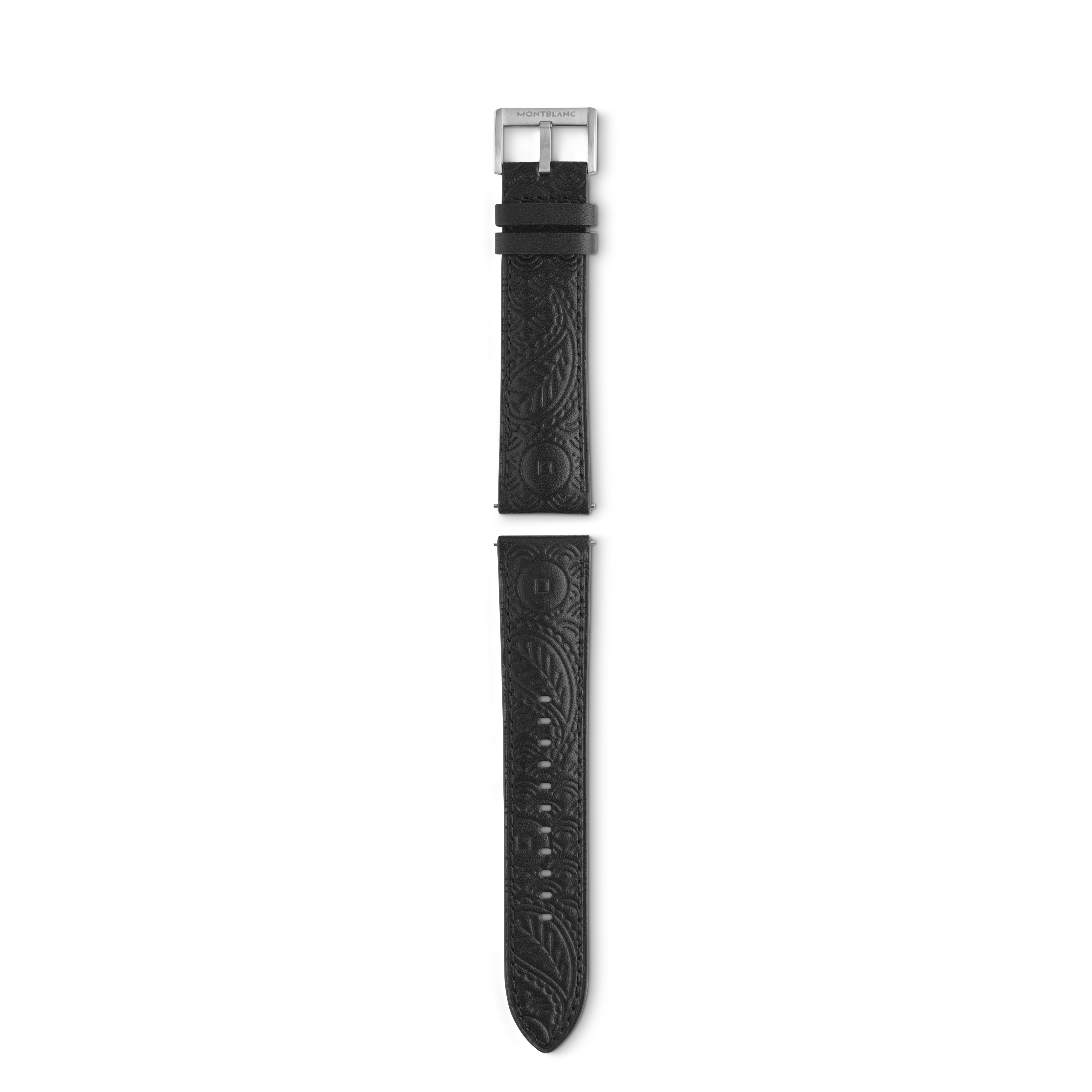  Montblanc - Around The World In 80 Days Year 2 Edition - Kalbslederarmband Mit Grauer Dornschließe - Schwarz - Kalbsleder - Mb131811 - Smart Armbänder 