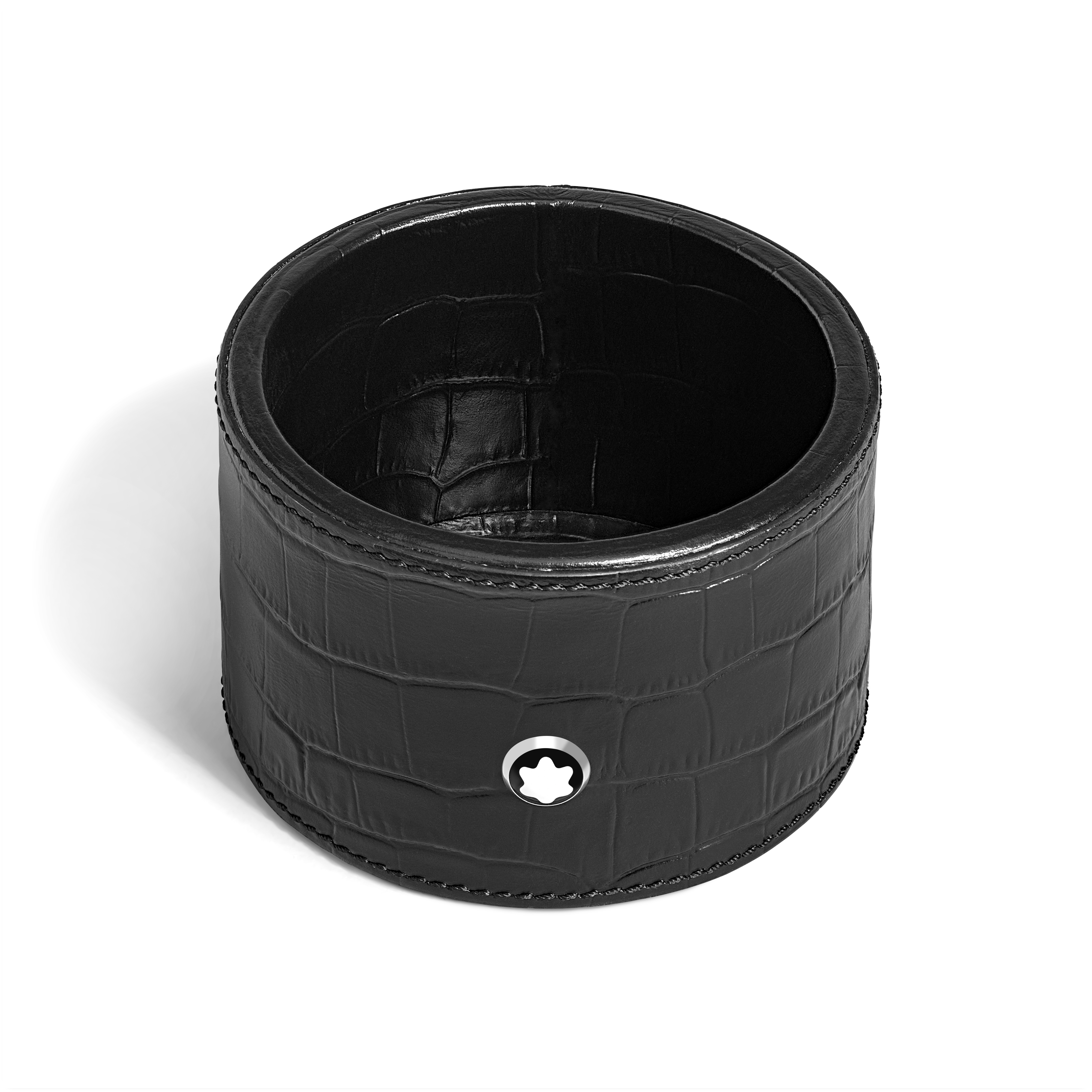 Montblanc - Medium Round Desk Tray In Croco-Embossed Leather - Paper - Mb135982 - Trays   Black