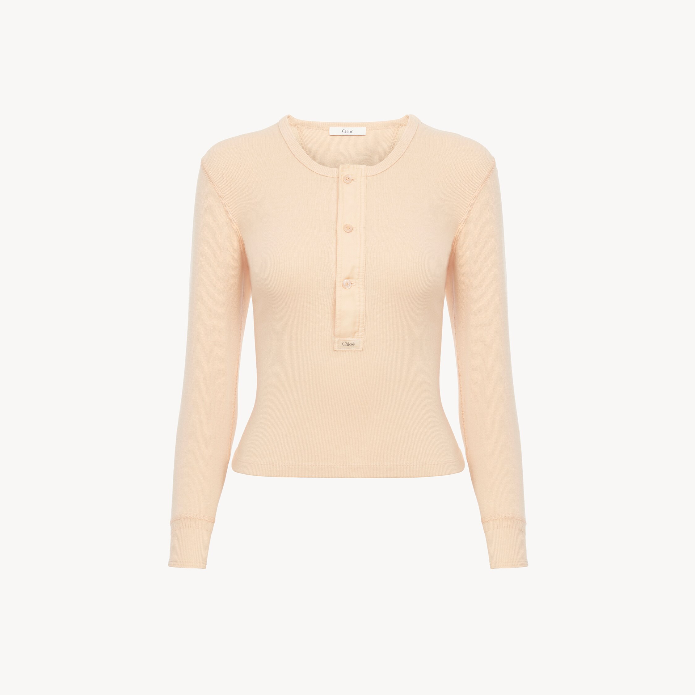 Chloé Henley Shirt In Cotton Jersey In Neutral