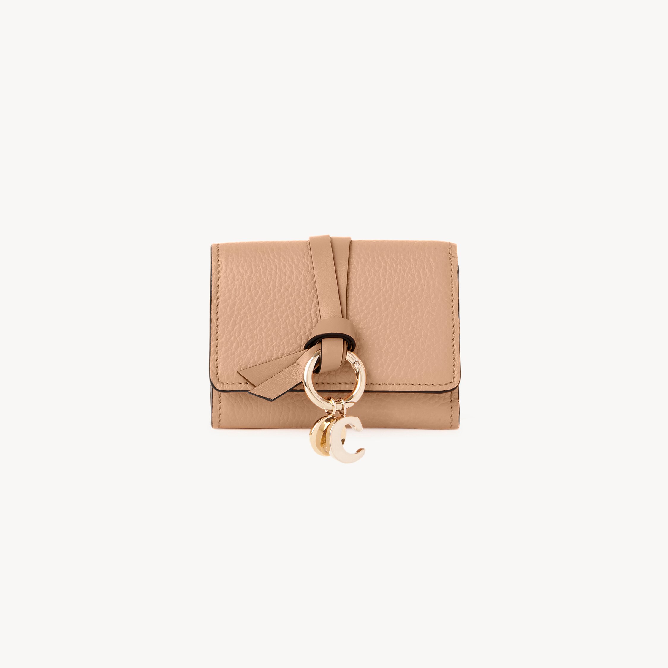 Chloé Mini Alphabet Tri-fold In Grained Leather In Brown