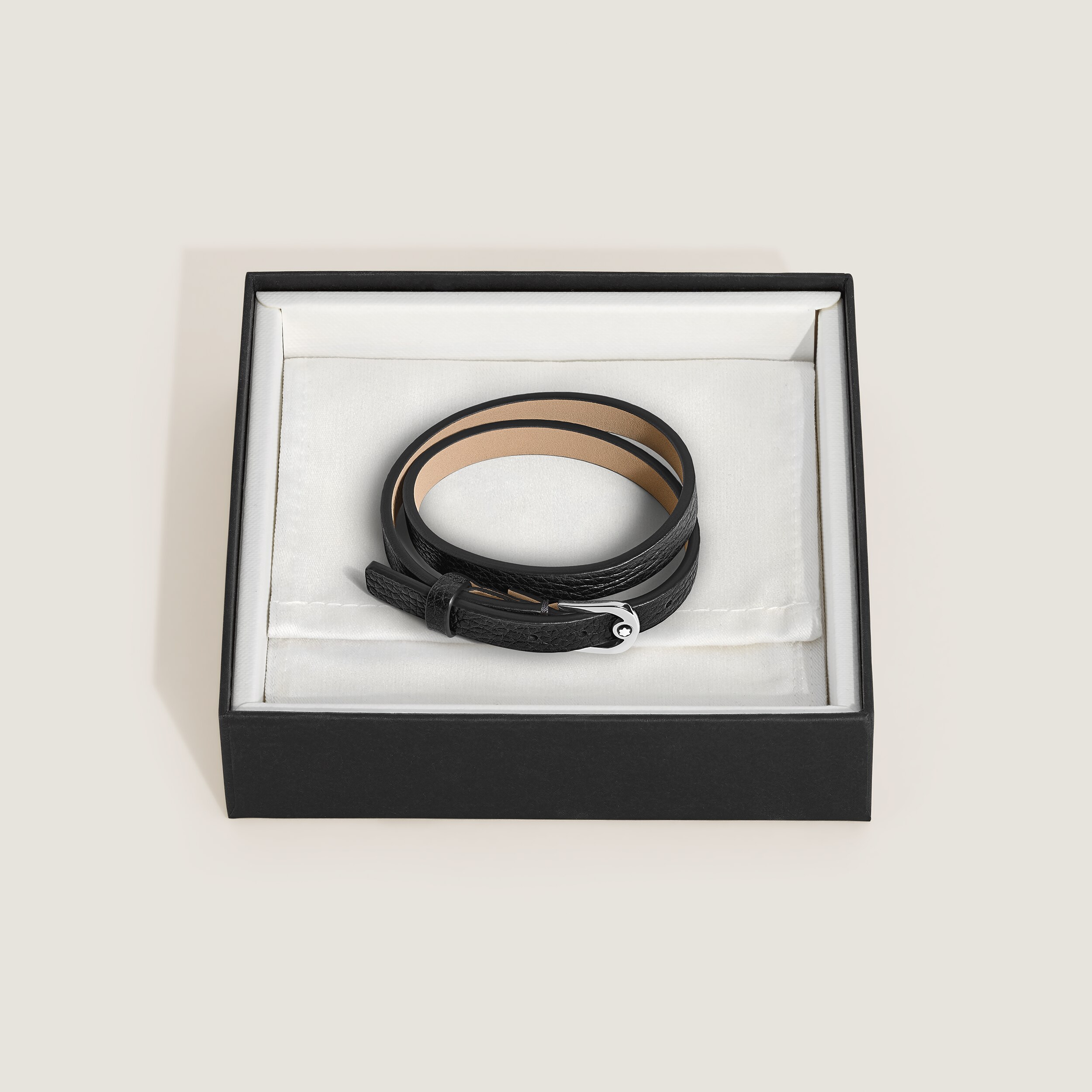  Montblanc - Verstellbares Armband Horseshoe Aus Grain Leder - Schwarz - Leder - Mb136938 - Armbänder 