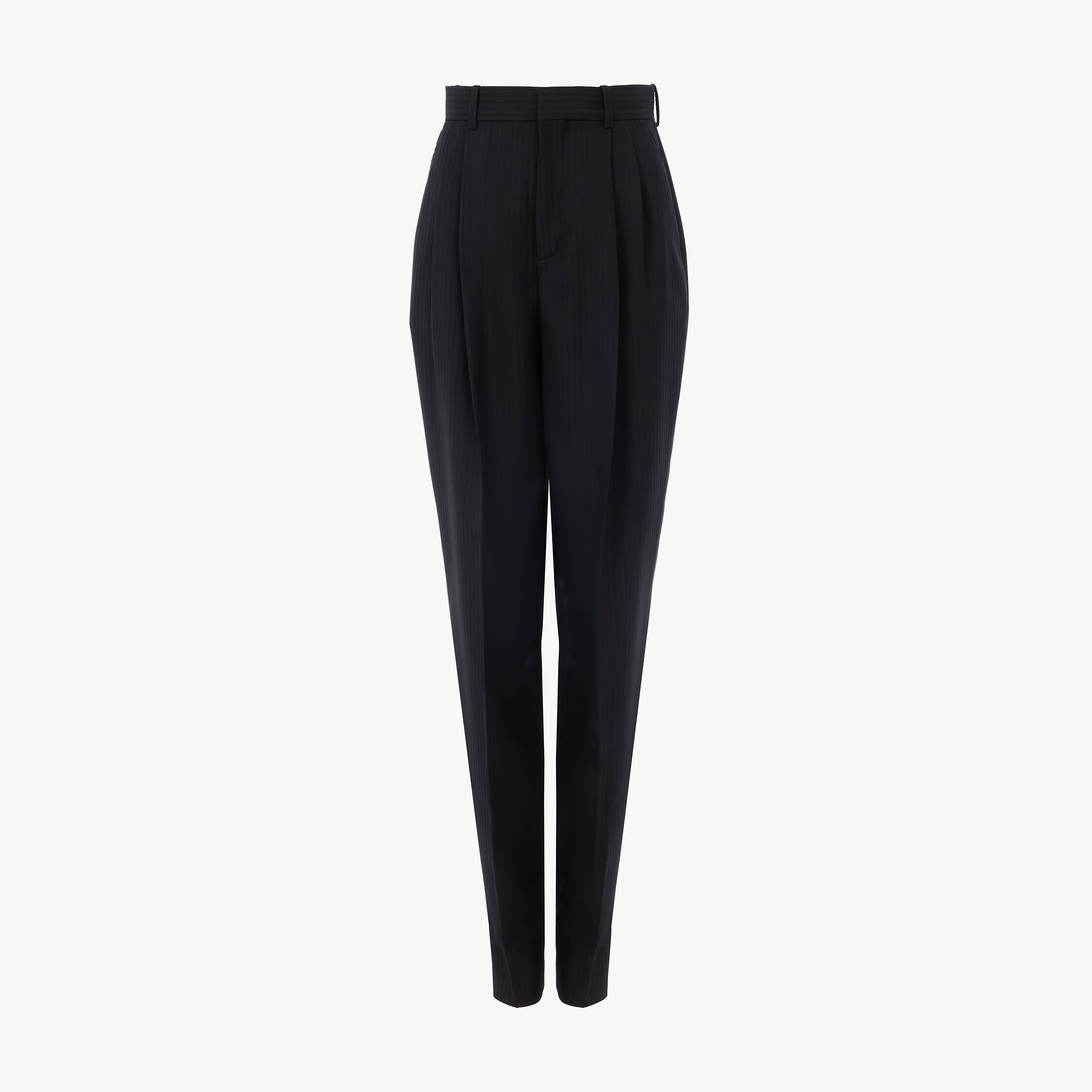 Chloé Pantalon Large Taille Haute En Laine In Black
