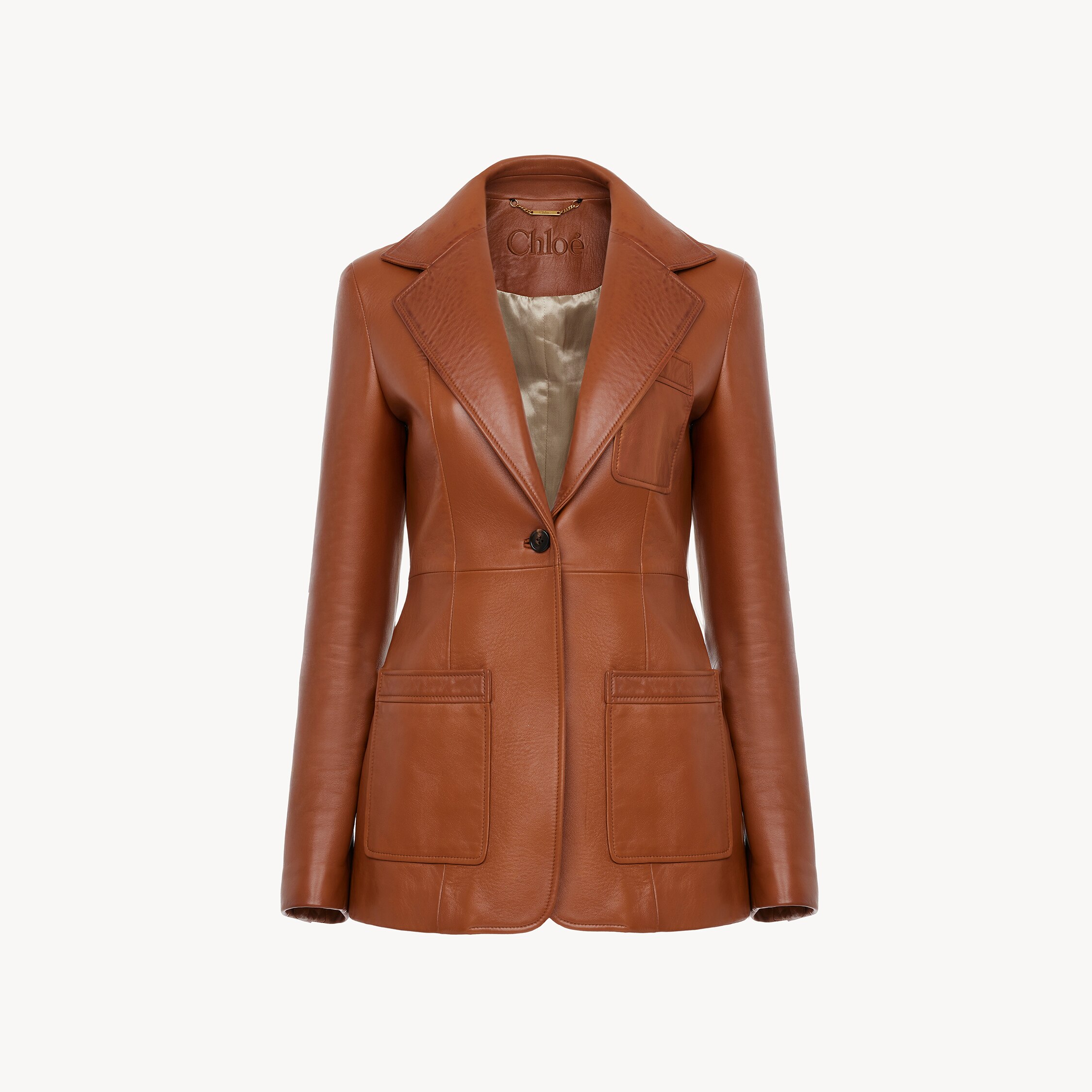 Chloé Tailored Jacket In Leather In Brown