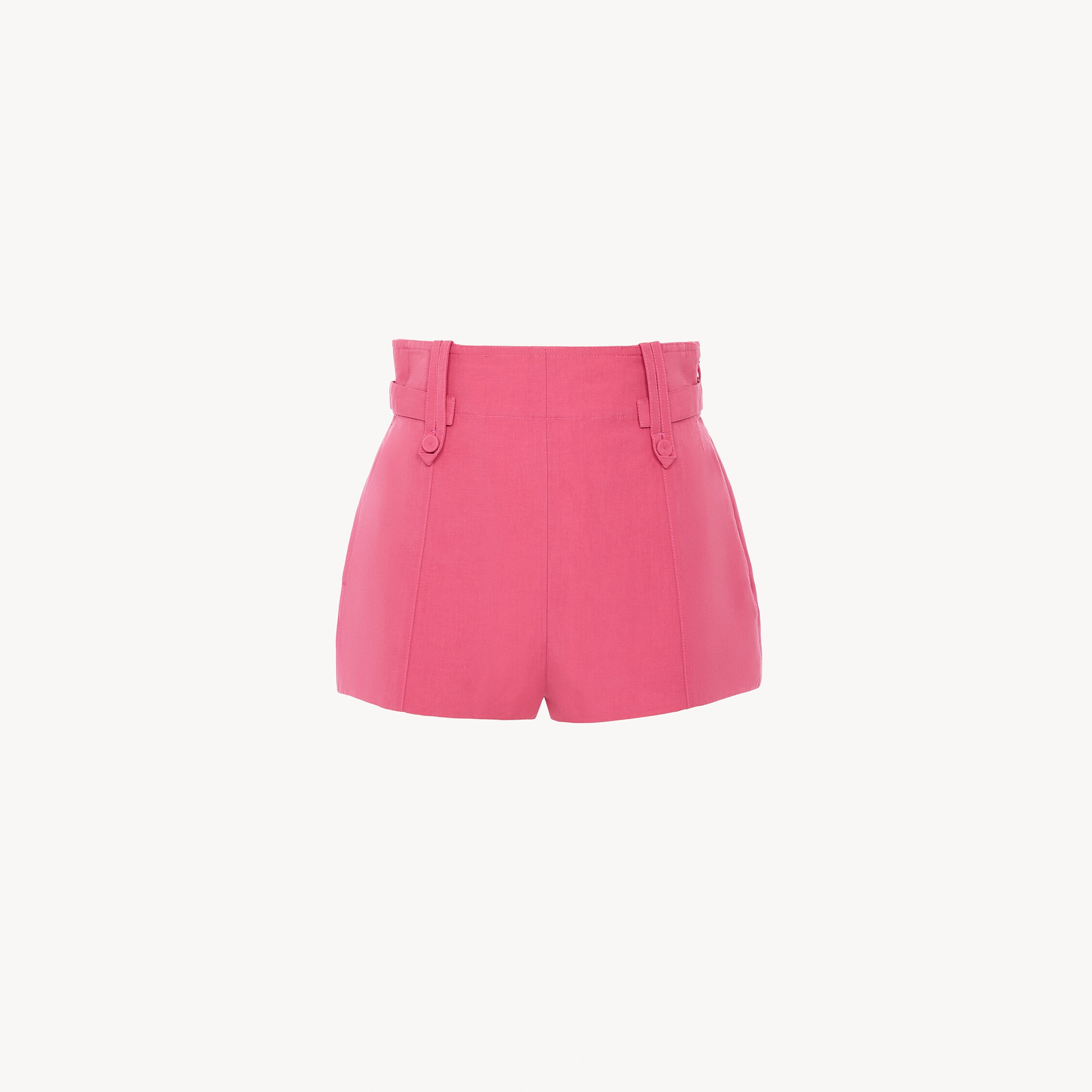Chloé High-rise Mini Shorts In A Linen-cotton Mix In Pink