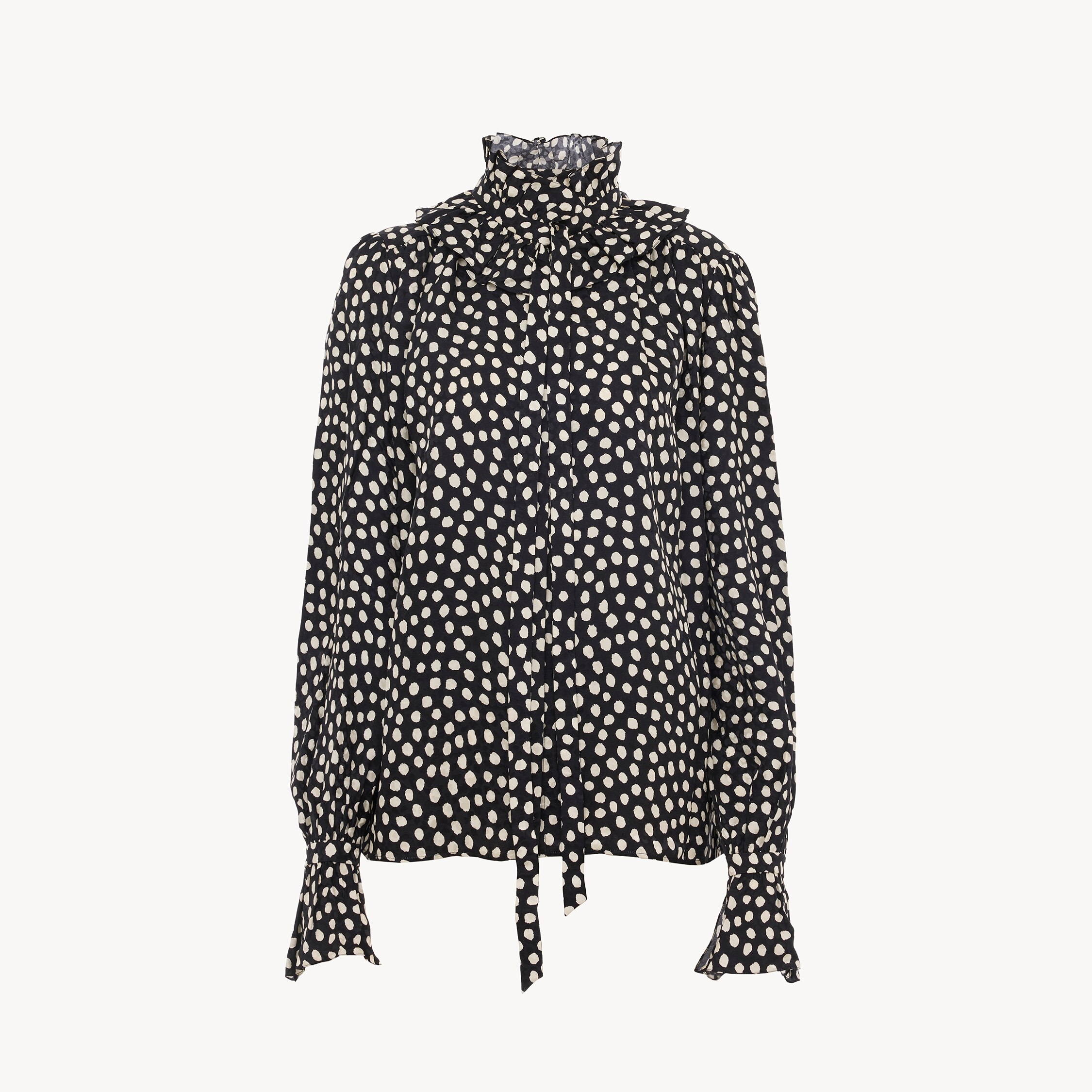 Chloé Tie-front ruffled blouse in silk jacquard