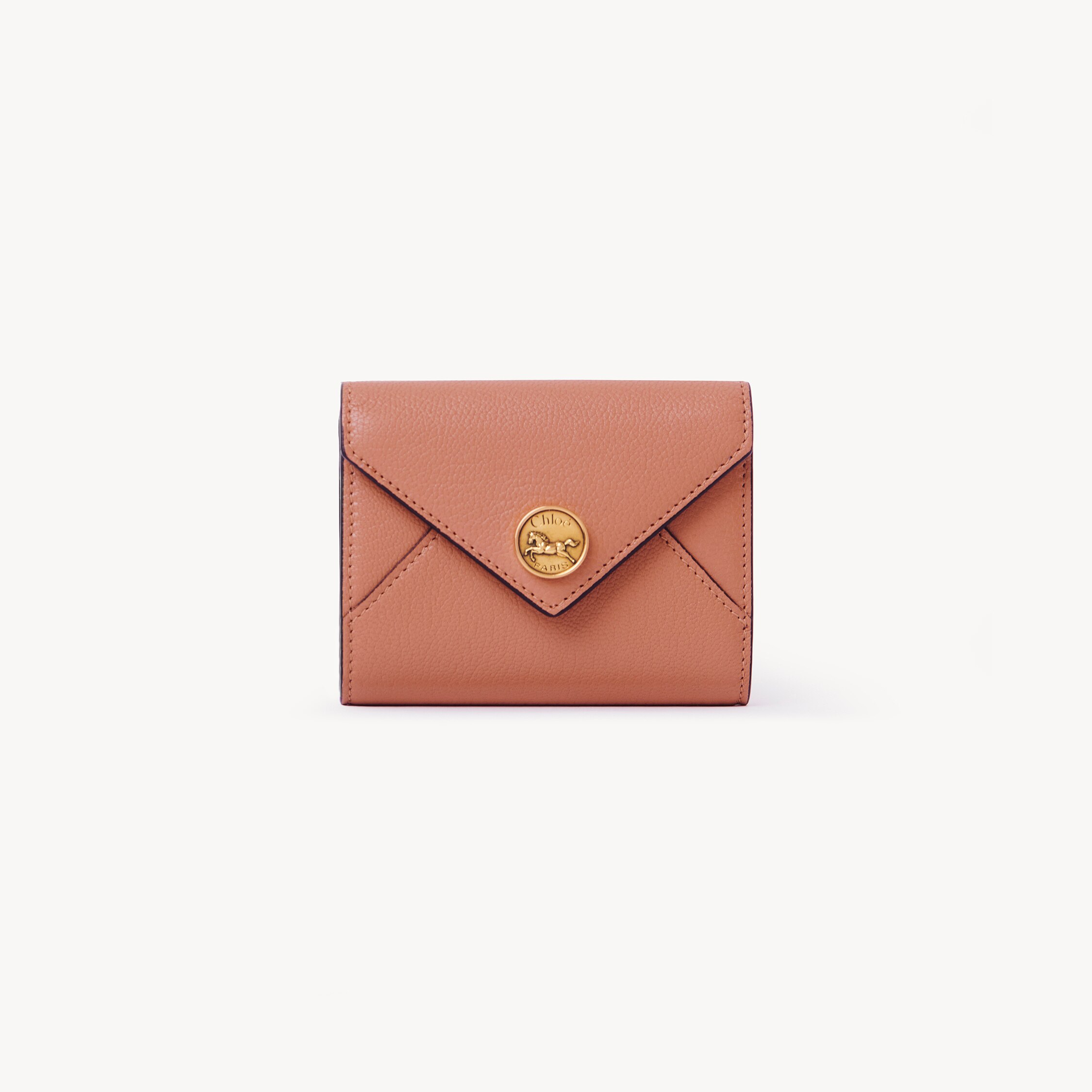Chloé Small Envelope Tri-fold In Grained Leather In Red