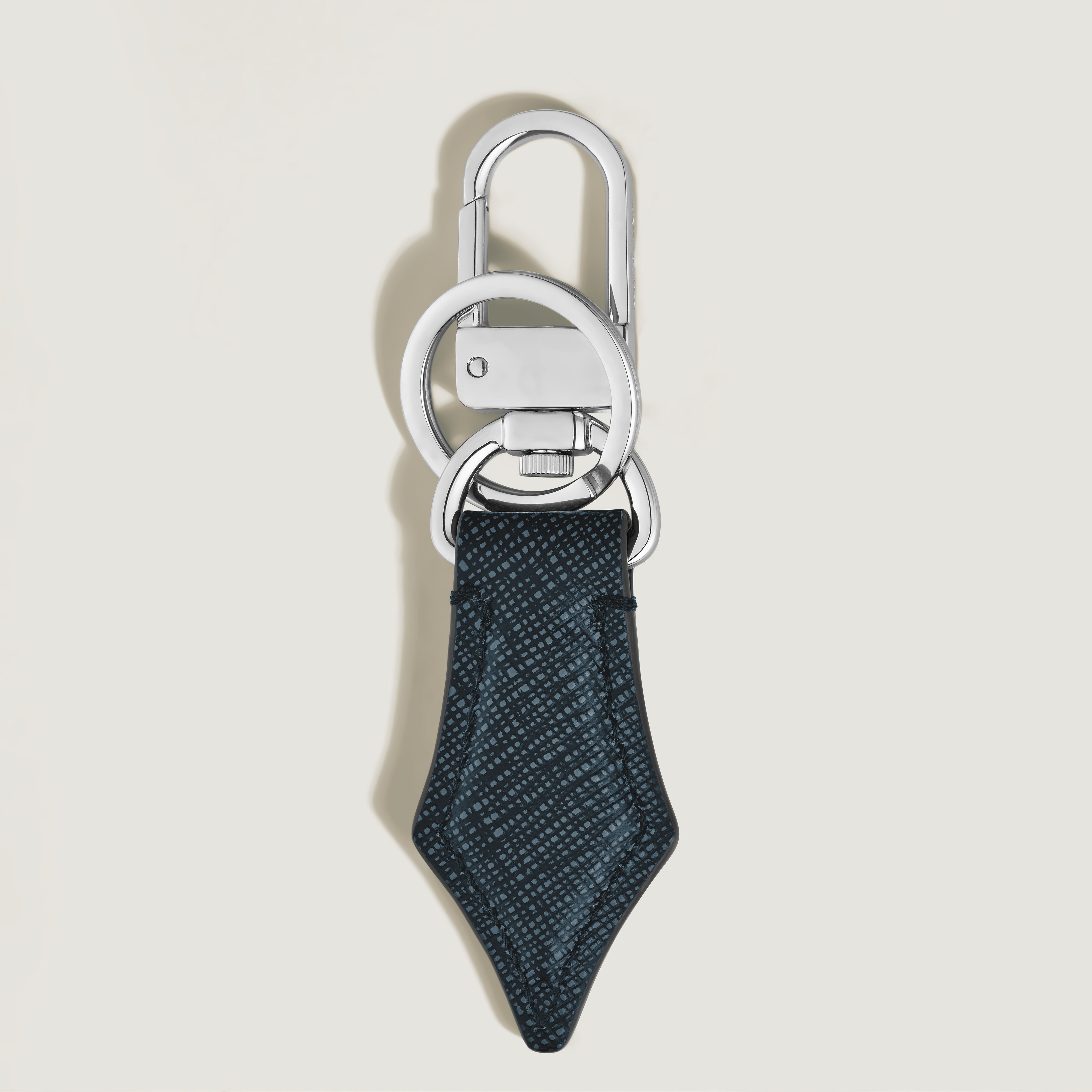  Montblanc - Schlüsselanhänger Mit Federdetail Aus Sartorial Leder - Tweed-blau - Leder - Mb220358 - Schlüsselringe & Schlüsseletuis 