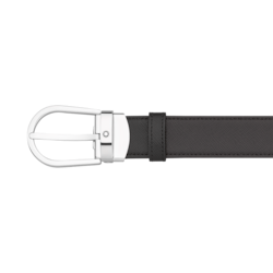 Horseshoe buckle black/brown 30 mm reversible leather belt