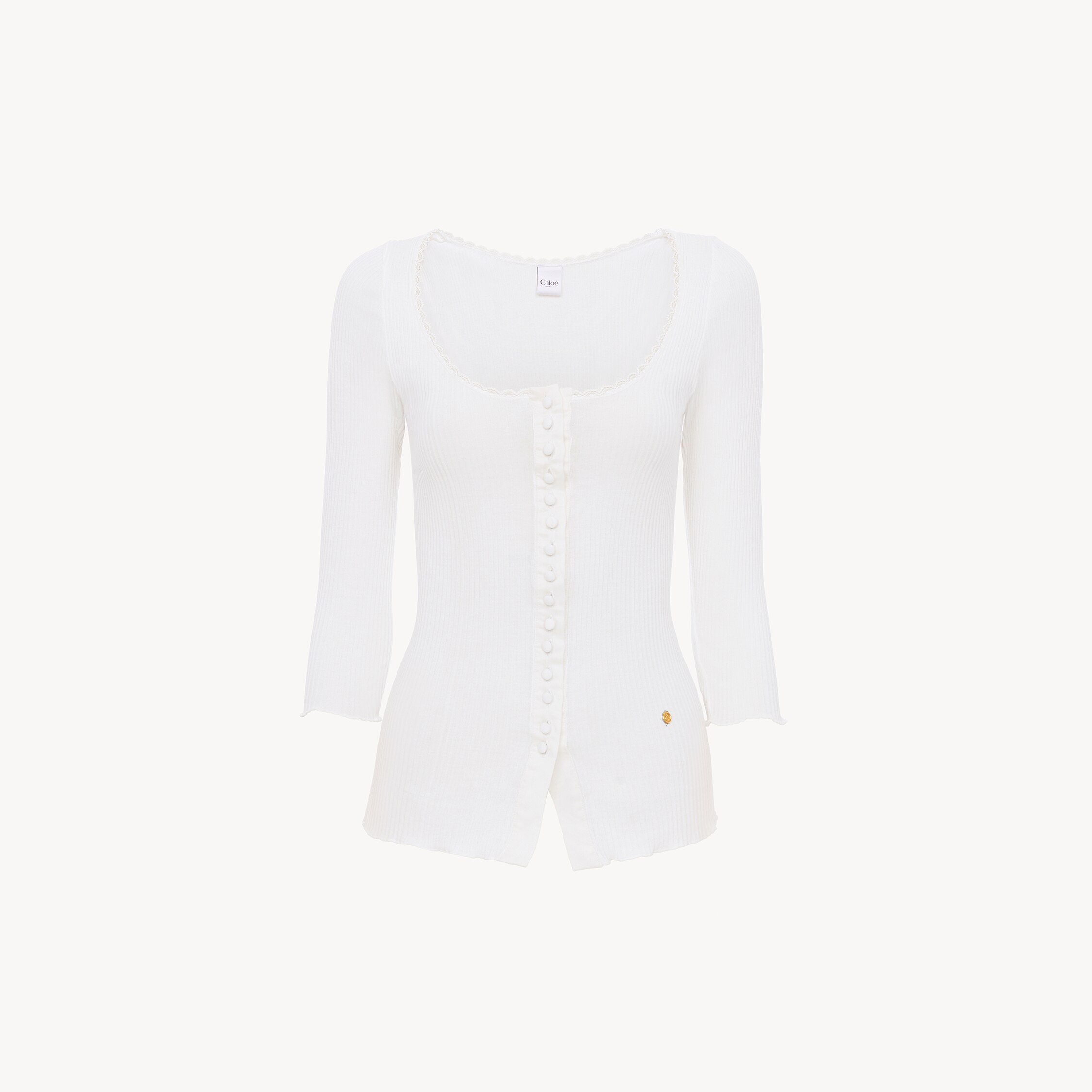 Chloé Cardigan Ajusté Échancré En Coton In White