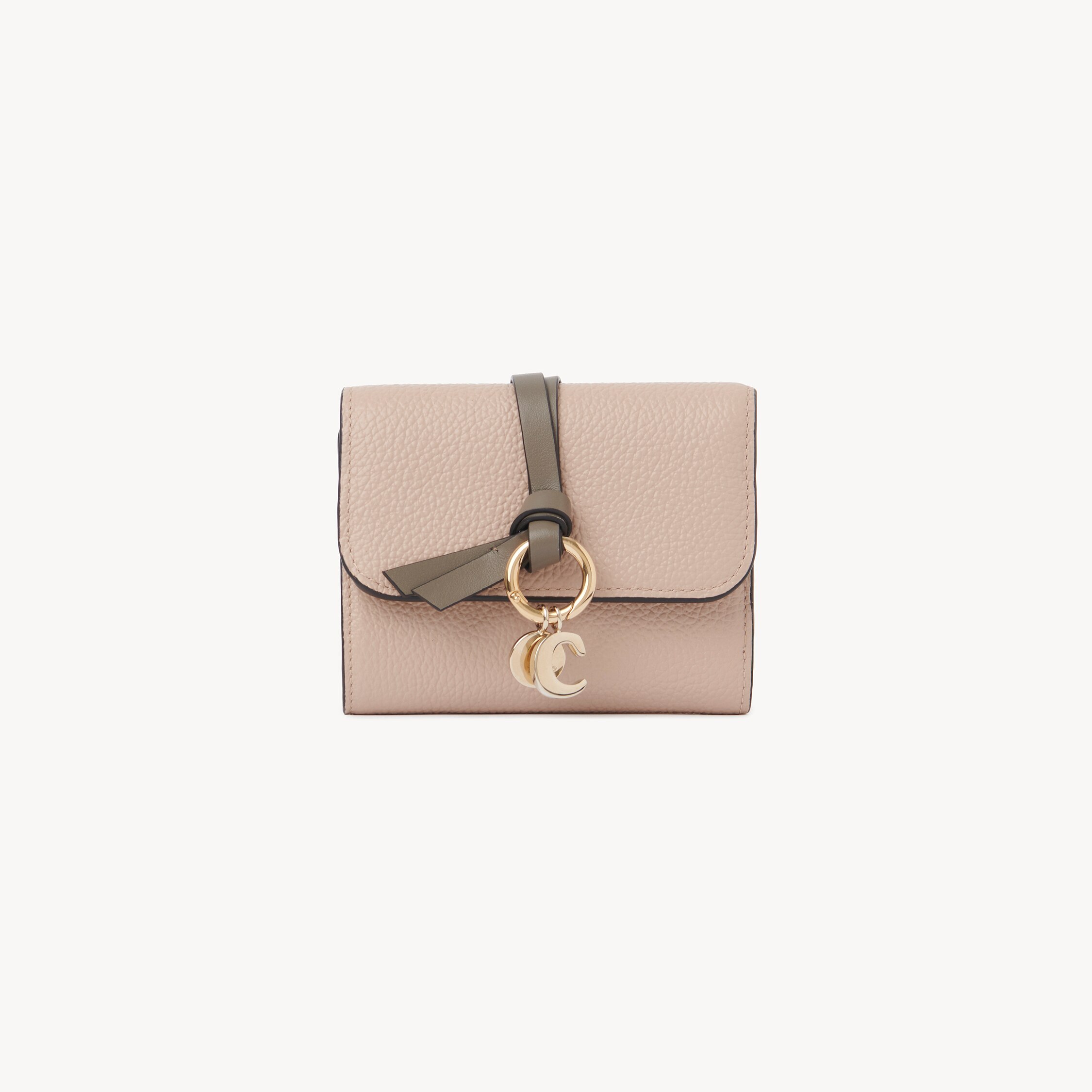 Chloé Small Alphabet Tri-fold In Grained Leather In Pink