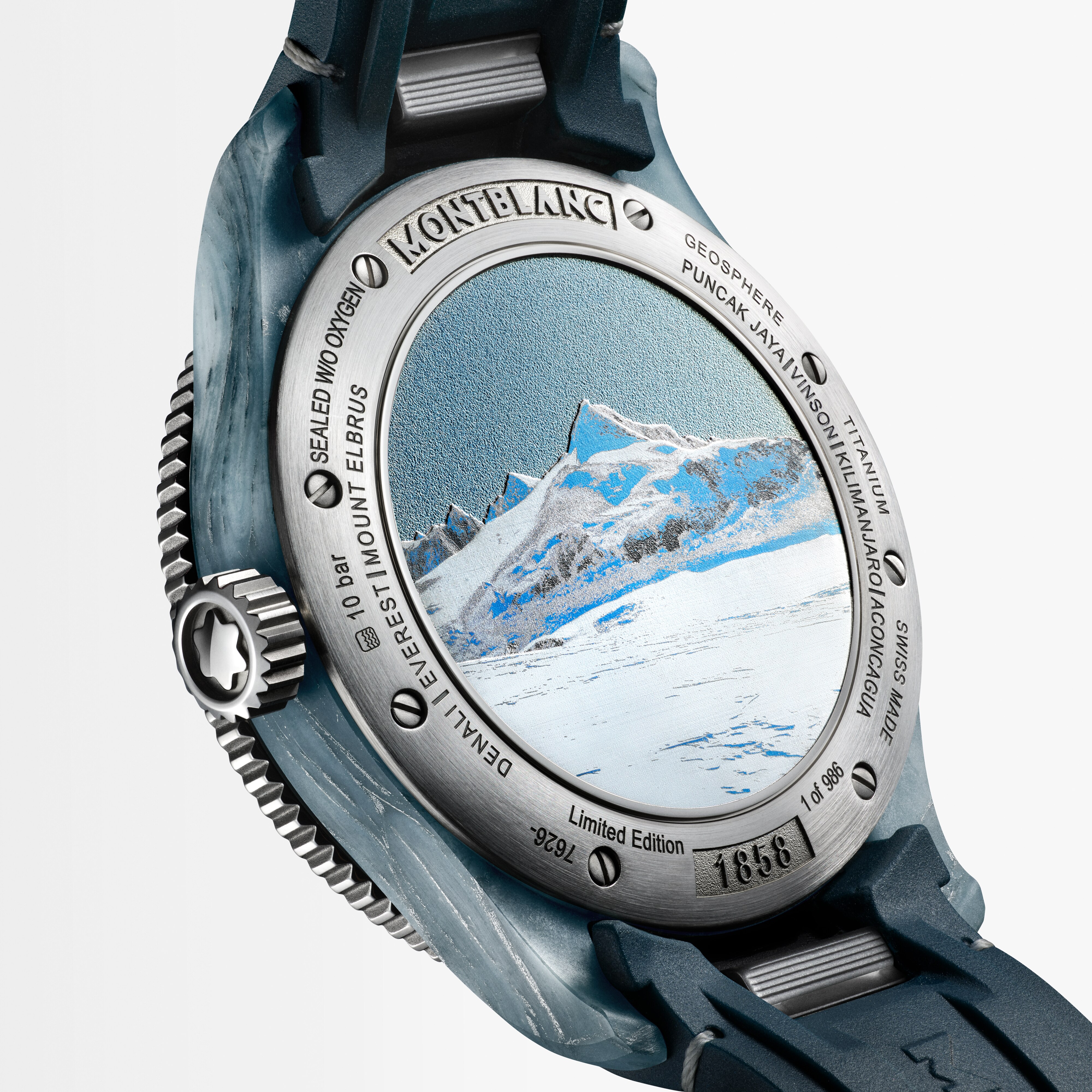  Montblanc - Montblanc 1858 Geosphere 0 Oxygen Limited Edition – 986 Exemplare - Blau - Mb134019 - Uhr 